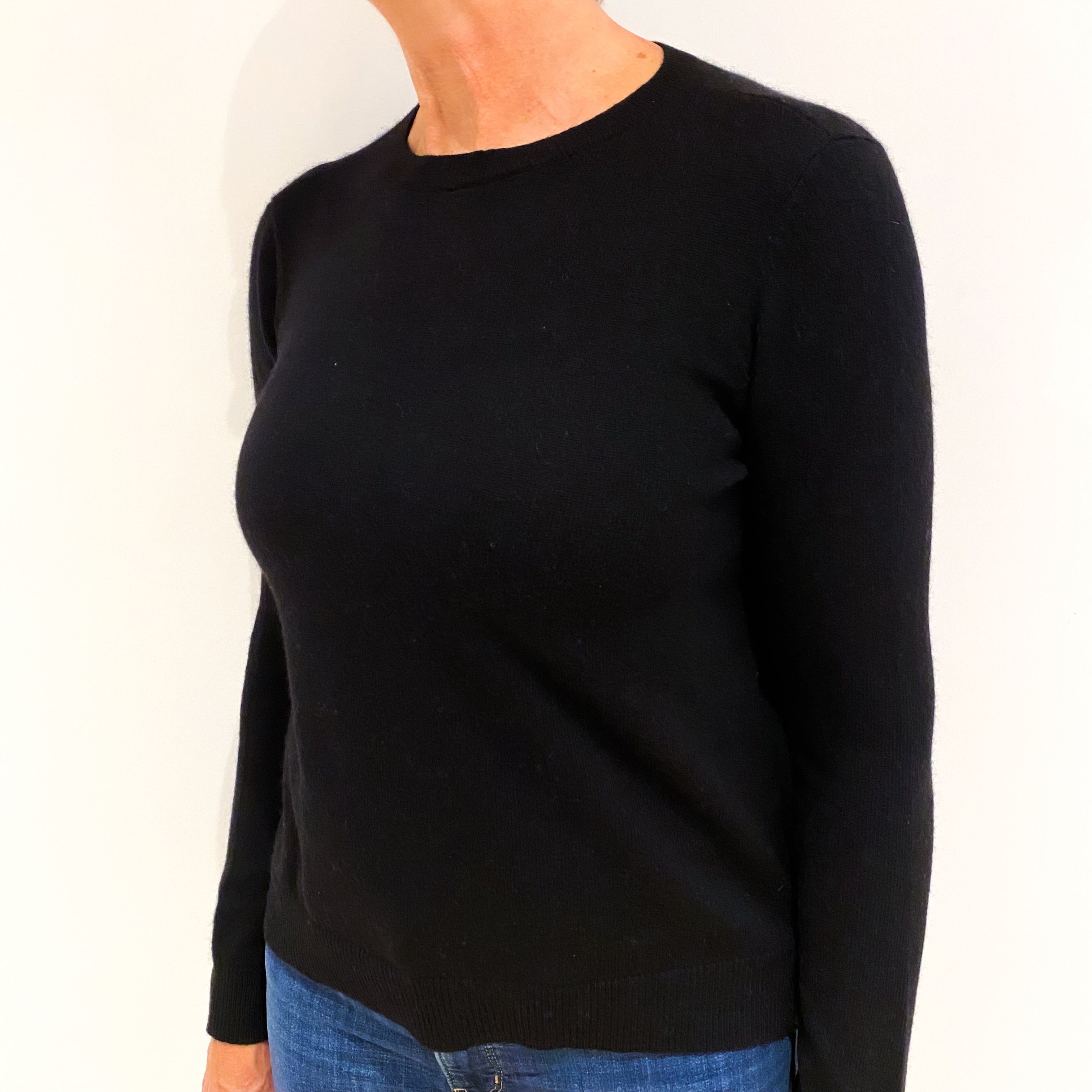 Black Cashmere Crew Neck Jumper Medium