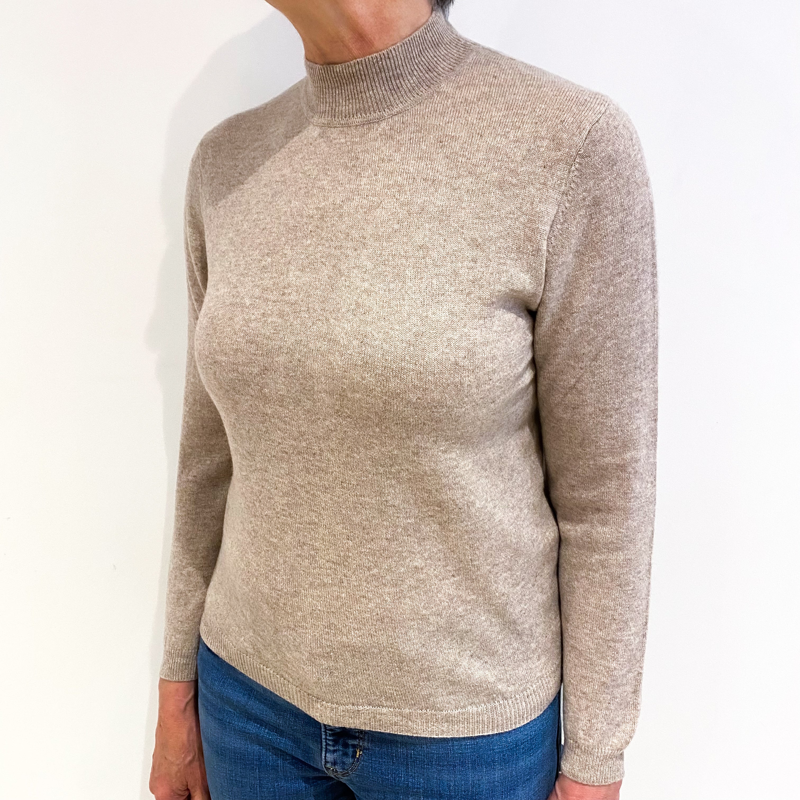 Biscuit Brown Cashmere Turtle Neck Jumper Medium