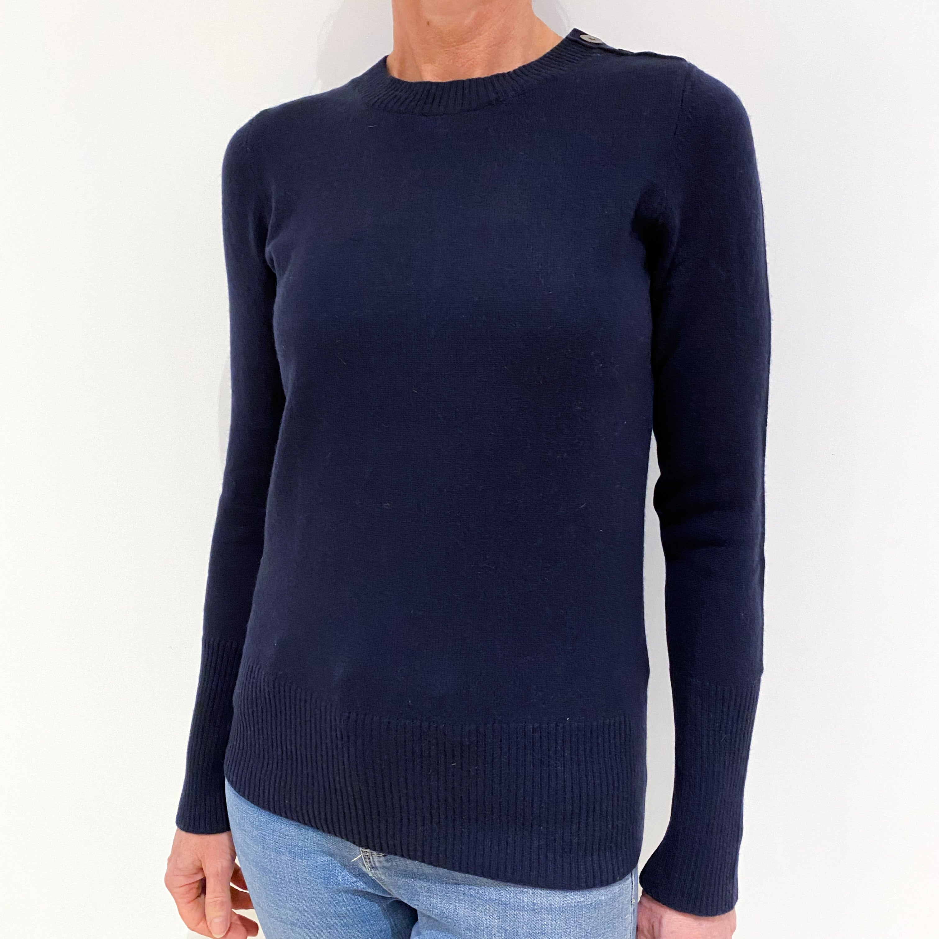 Navy Cashmere Crew Neck Jumper Small
