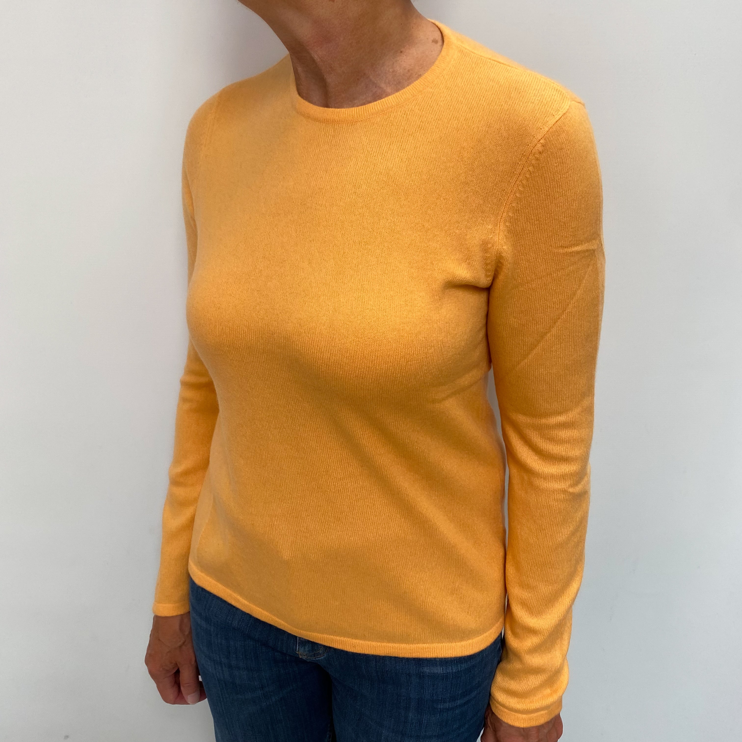 Cantaloupe Orange Cashmere Crew Neck Jumper Medium