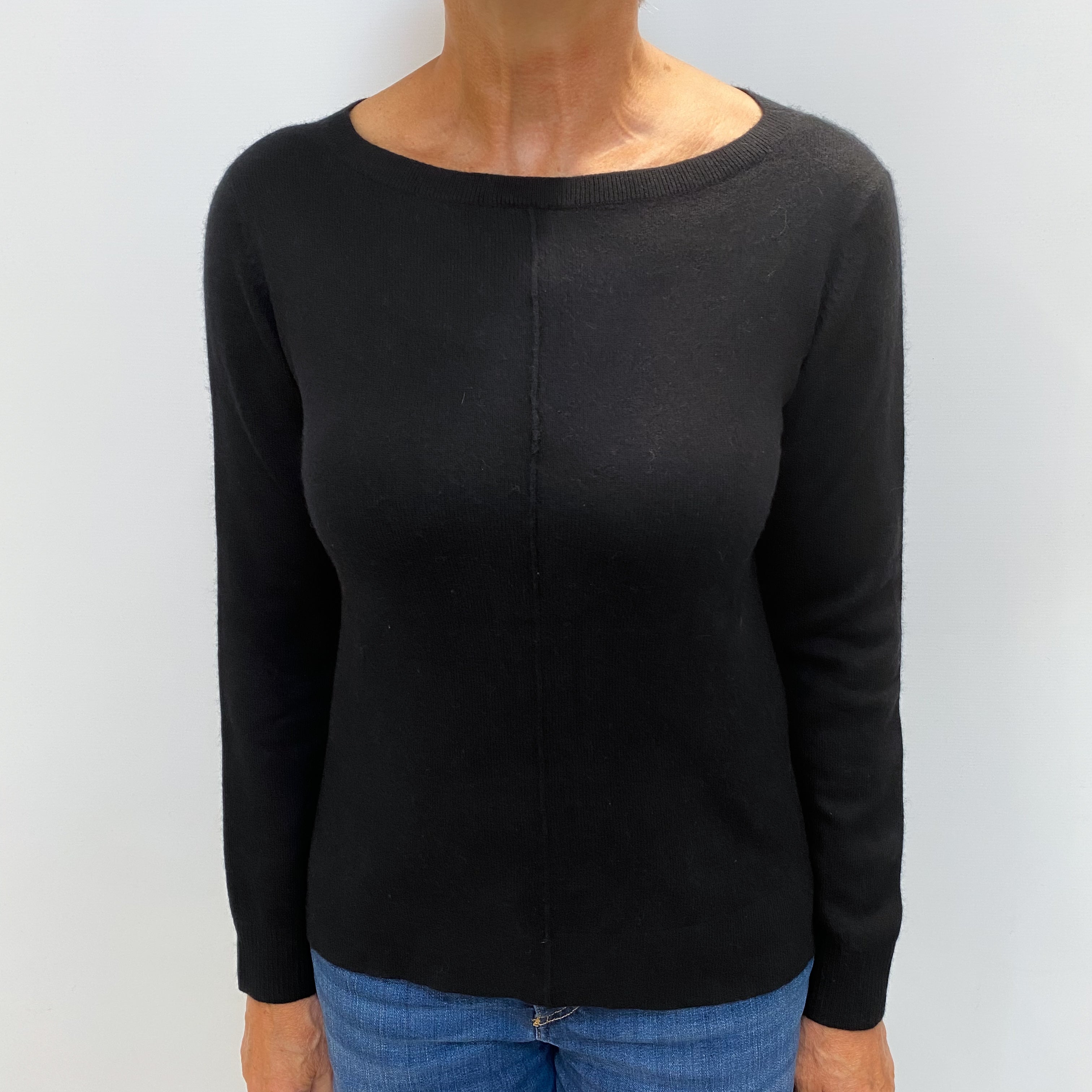 Black Cashmere Crew Neck Jumper Medium