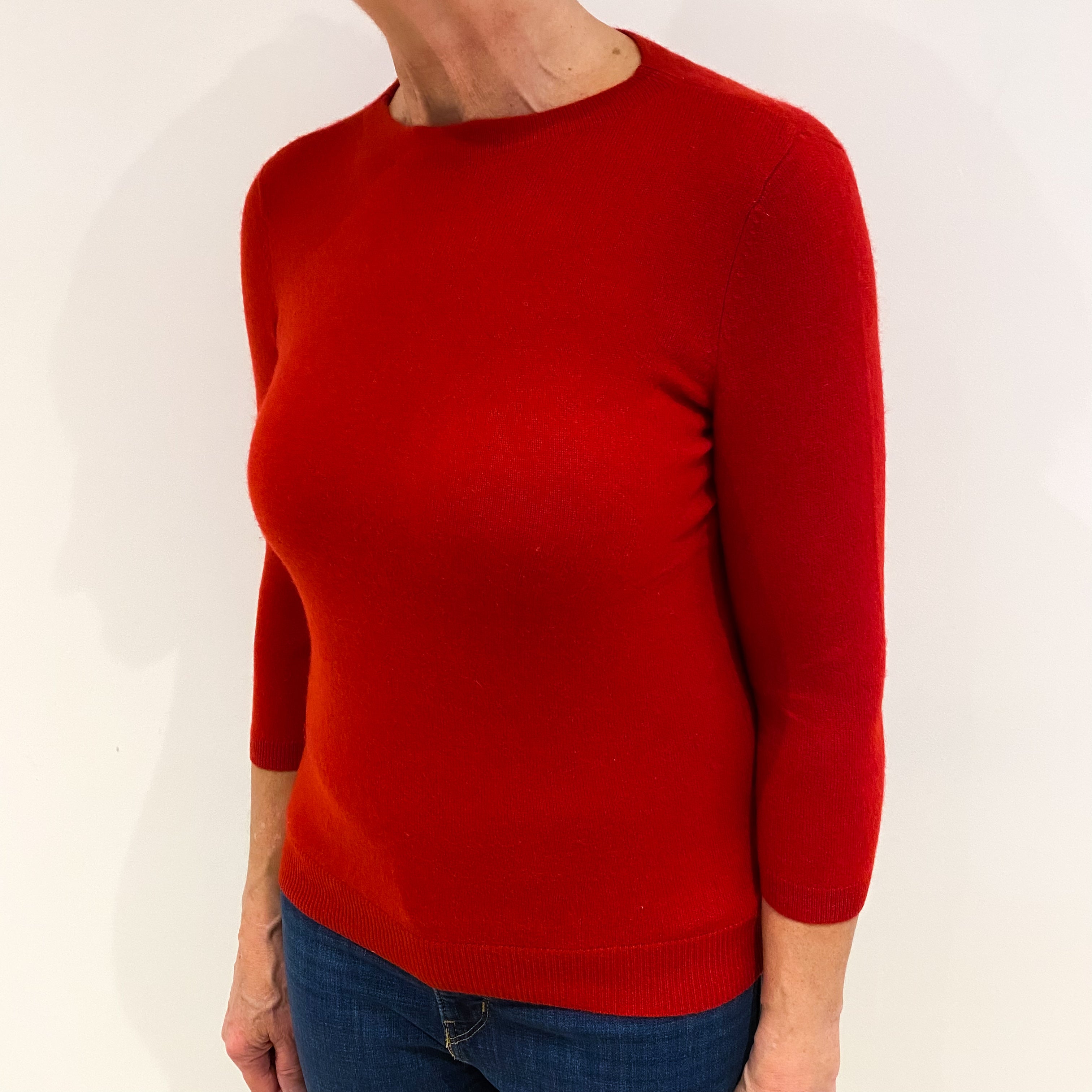 Postbox Red Cashmere Crew Neck Jumper Medium