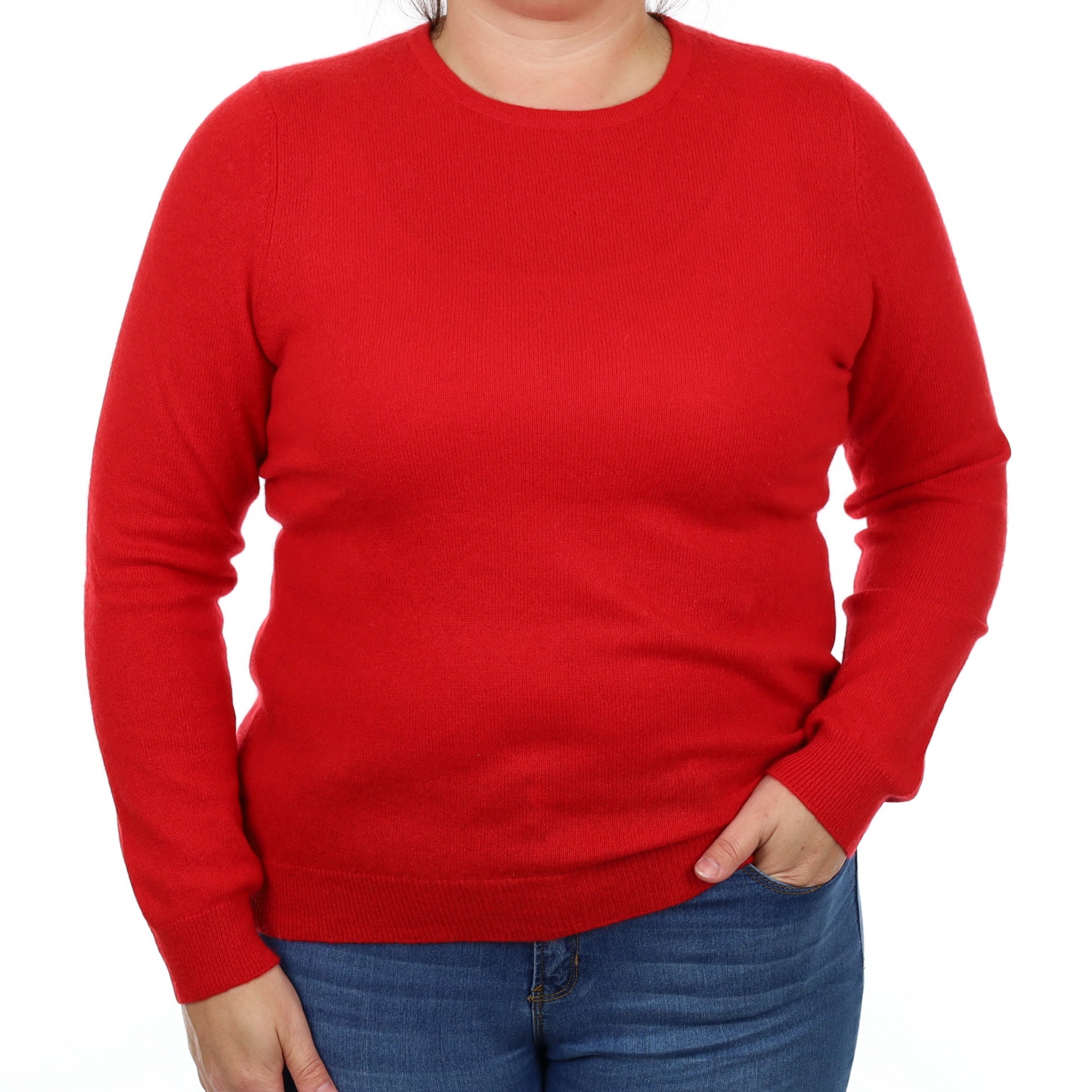 Post Box Red Cashmere Crew Neck Jumper Large