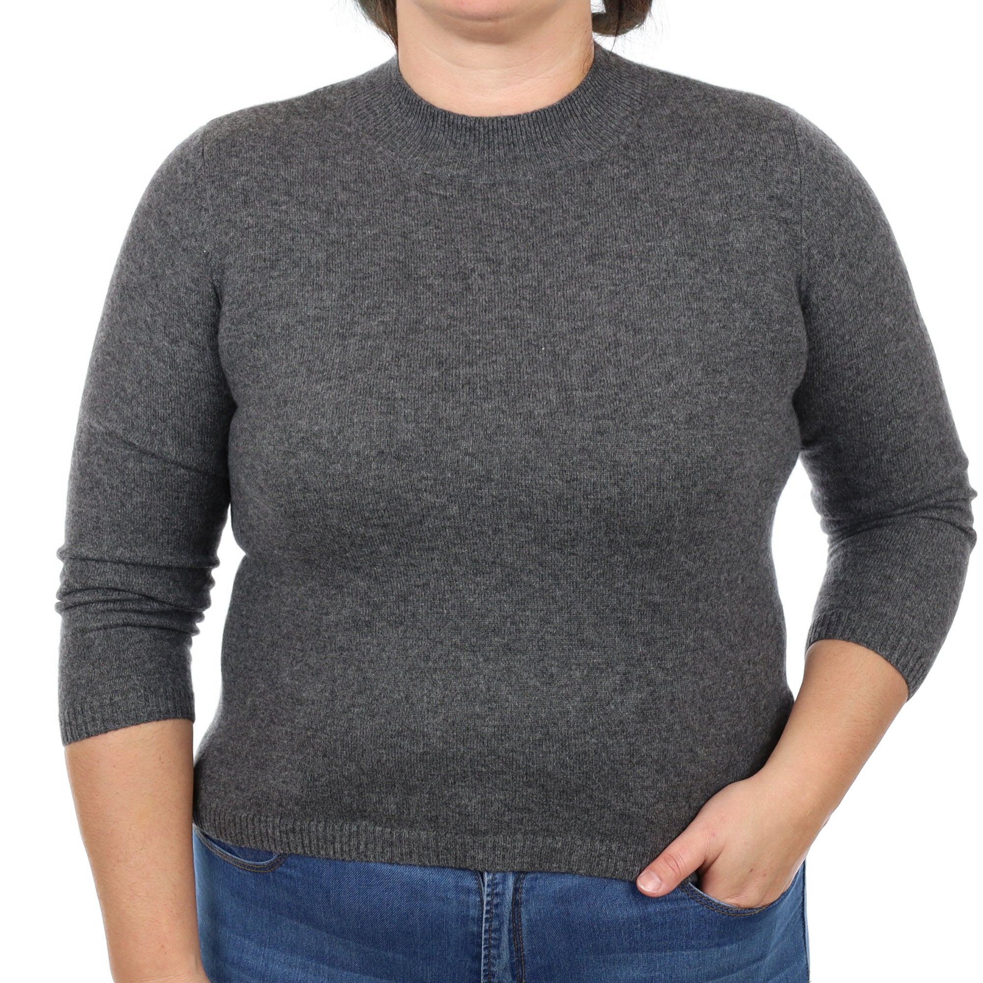 Slate Grey Cashmere Turtle Neck Jumper Large