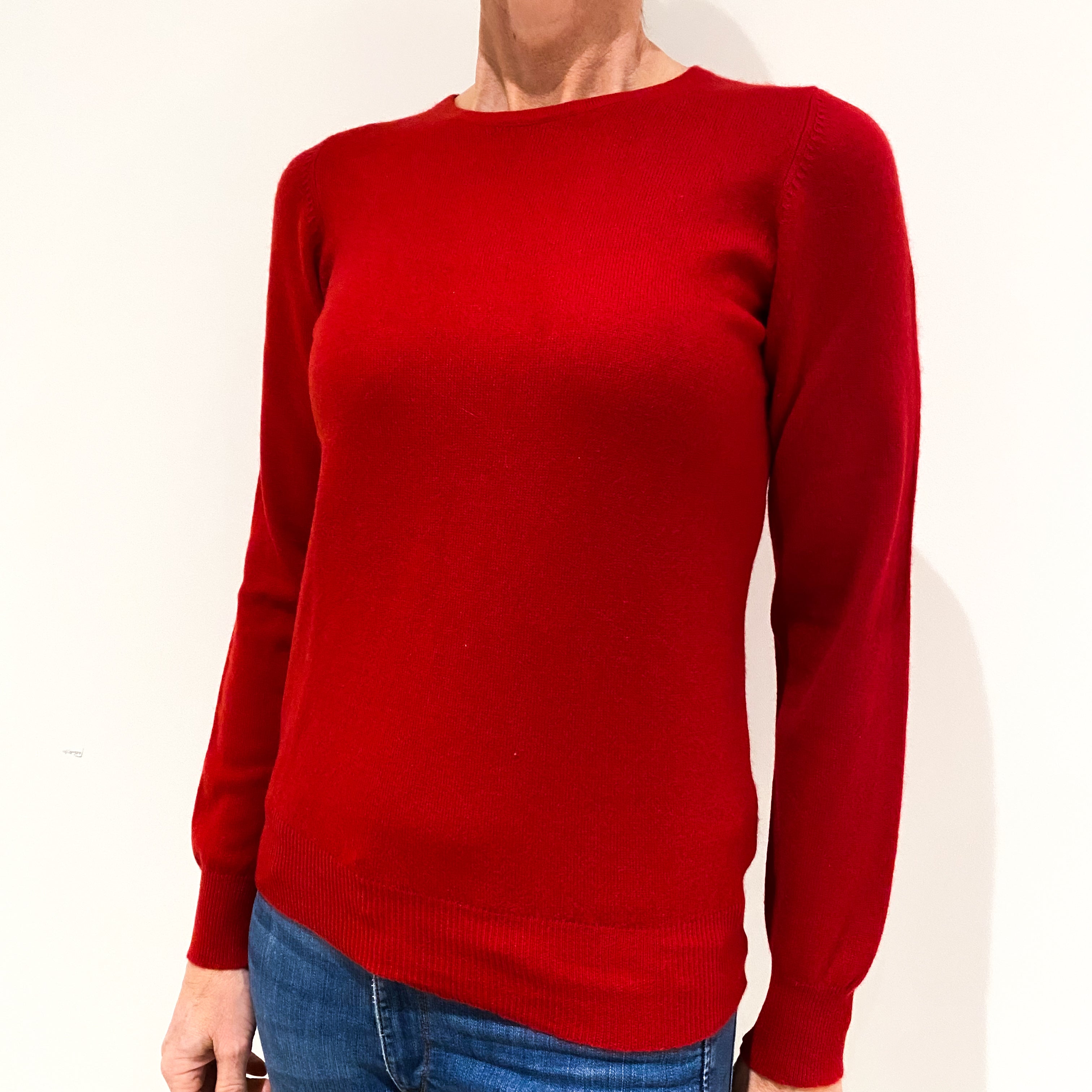 Scarlett Red Cashmere Crew Neck Jumper Small