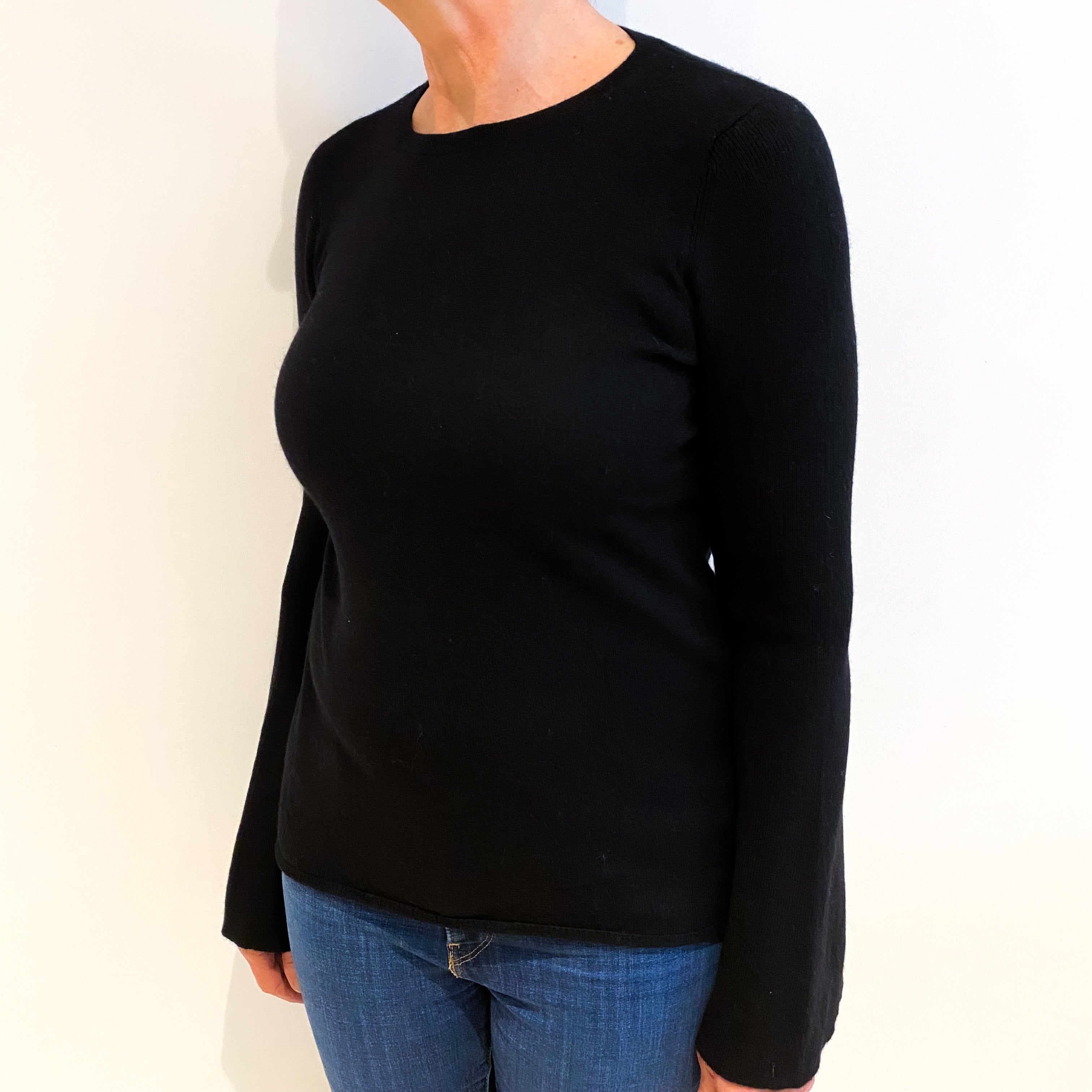 Black Cashmere Crew Neck Jumper Medium