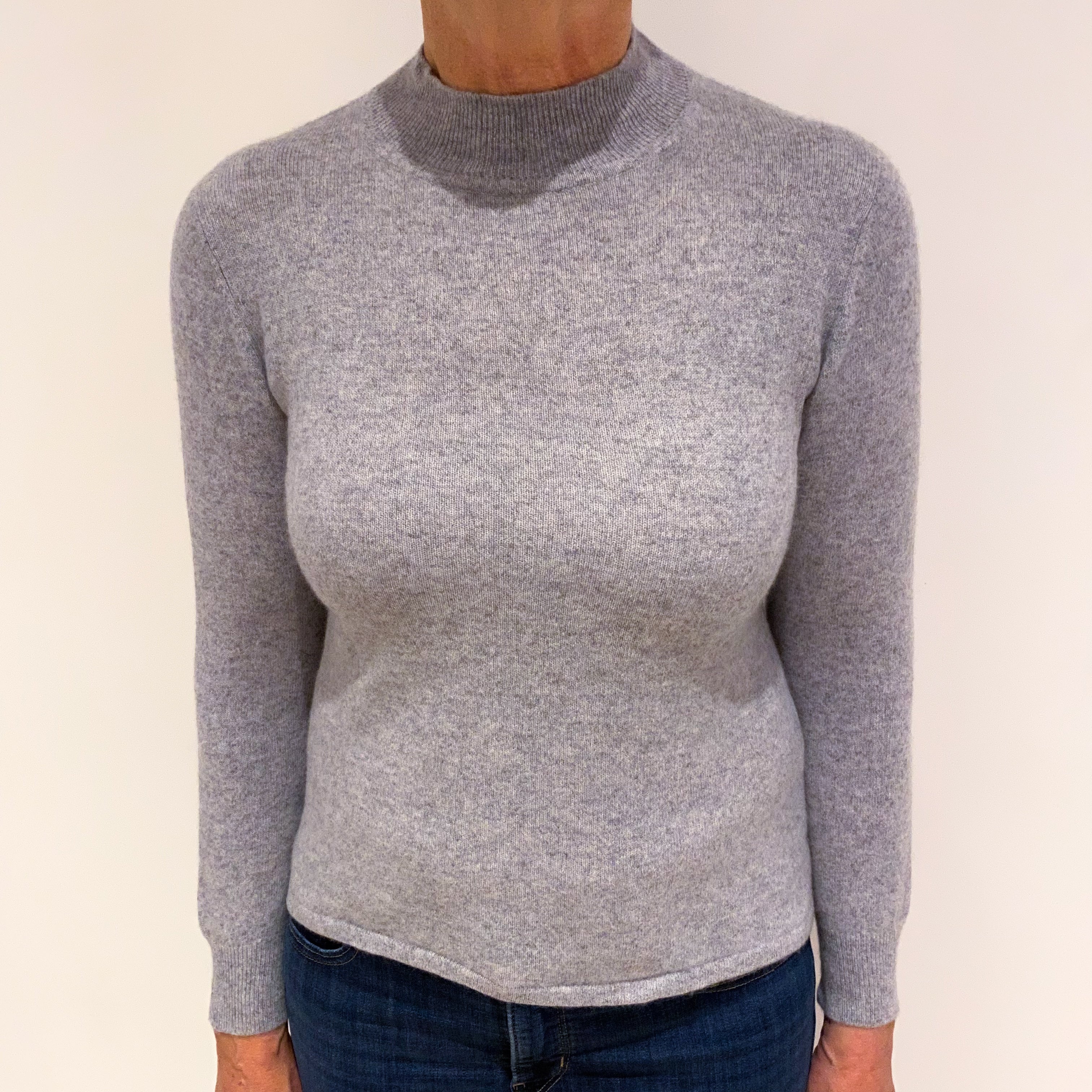 Smoke Grey Cashmere Turtle Neck Jumper Medium