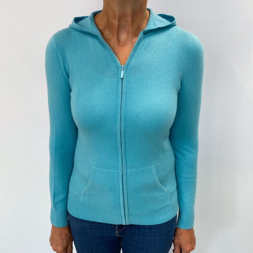 L.L Bean Aquamarine Blue Cashmere Zip Up Hoodie Medium