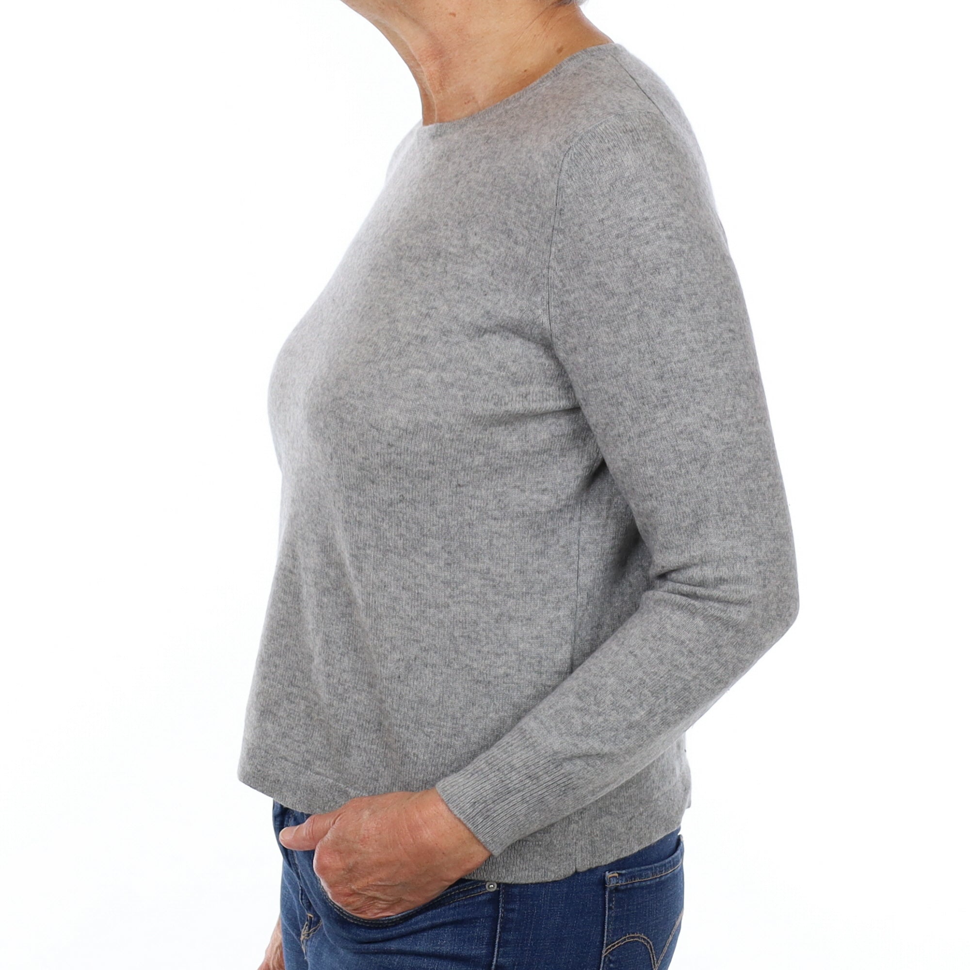 Smoke Grey Cashmere Crew Neck Jumper Medium