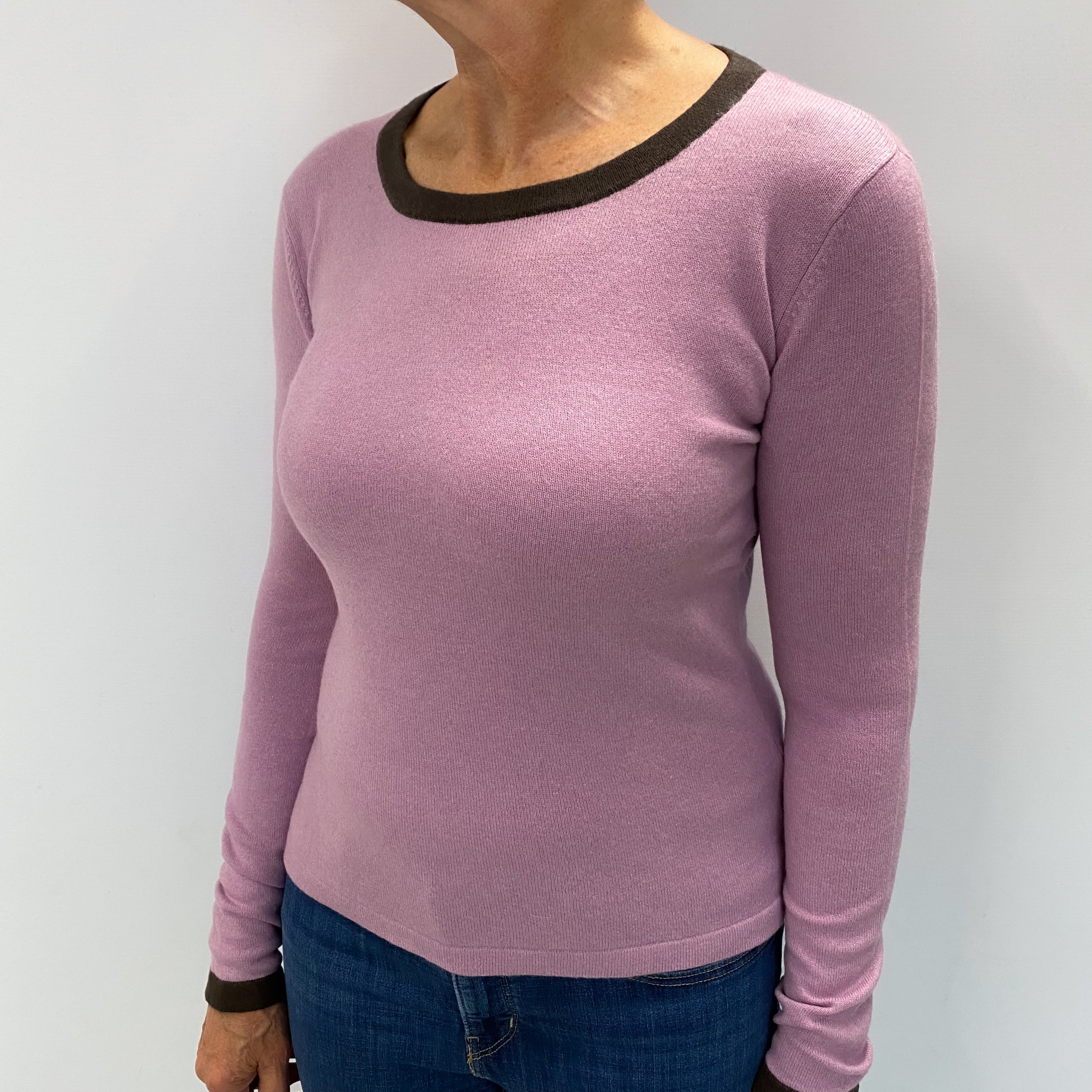 Mauve Pink Cashmere Crew Neck Jumper Medium