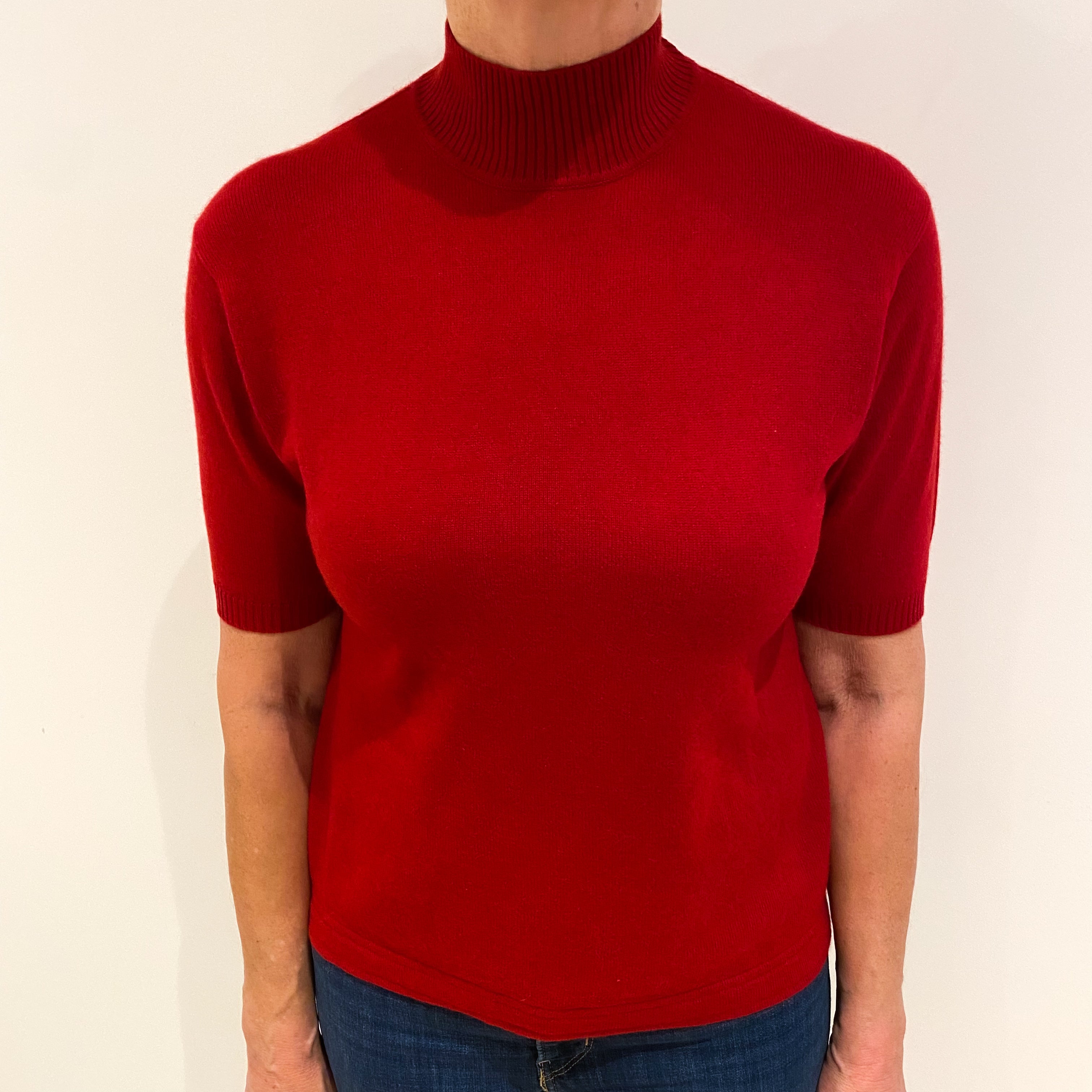 Red Cashmere Turtle Neck Jumper Medium