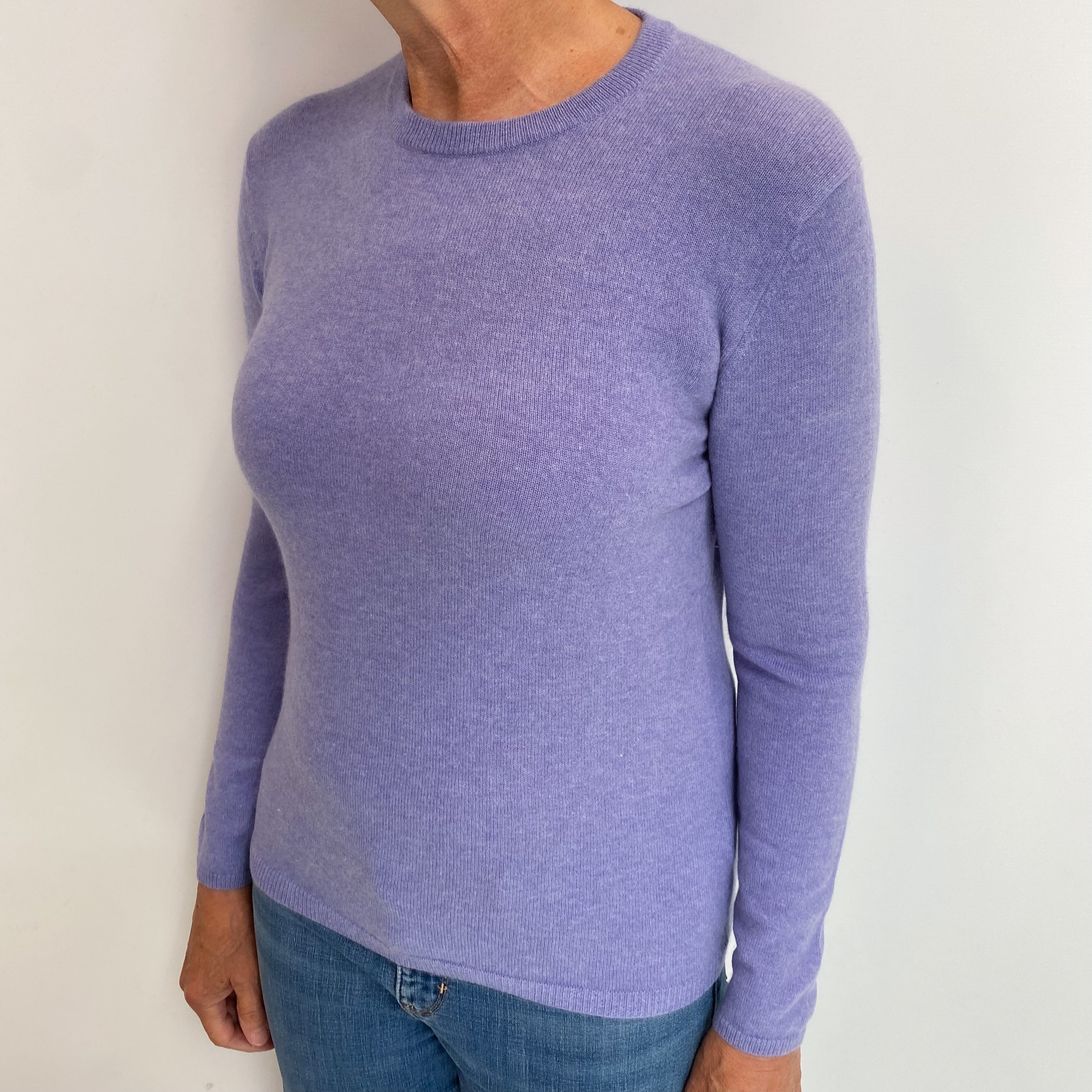 Lavender Purple Cashmere Crew Neck Jumper Medium
