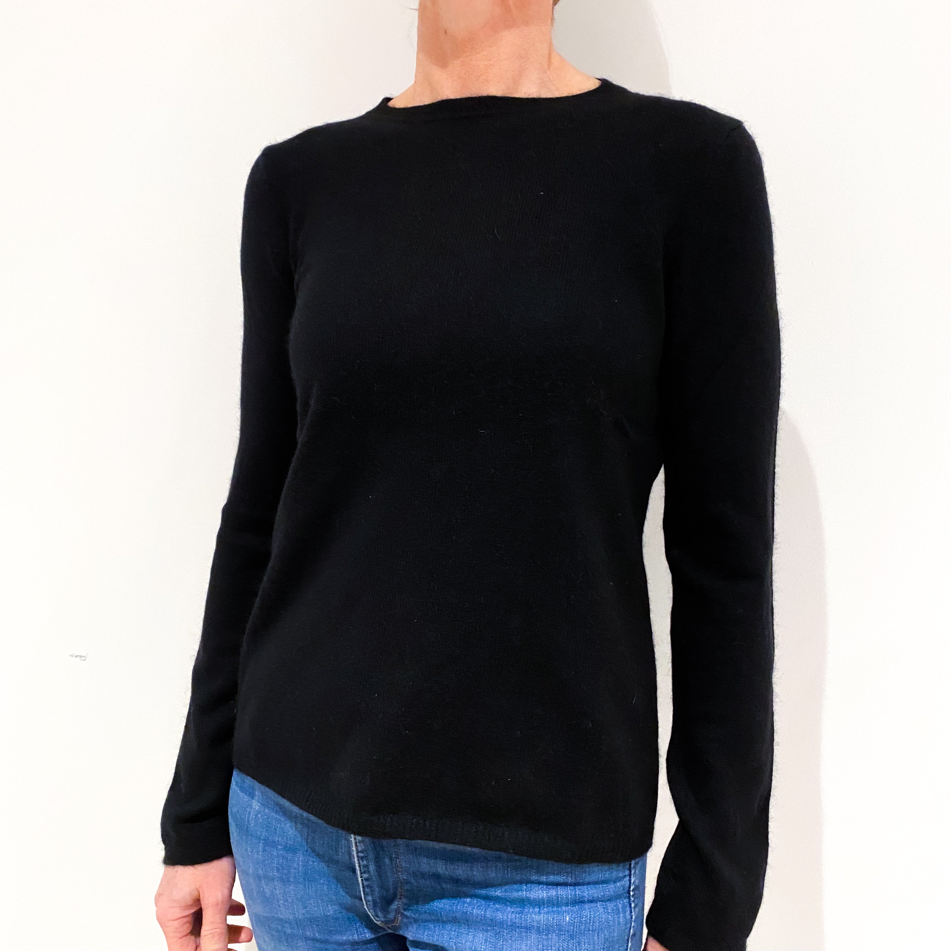Black Cashmere Crew Neck Jumper Small