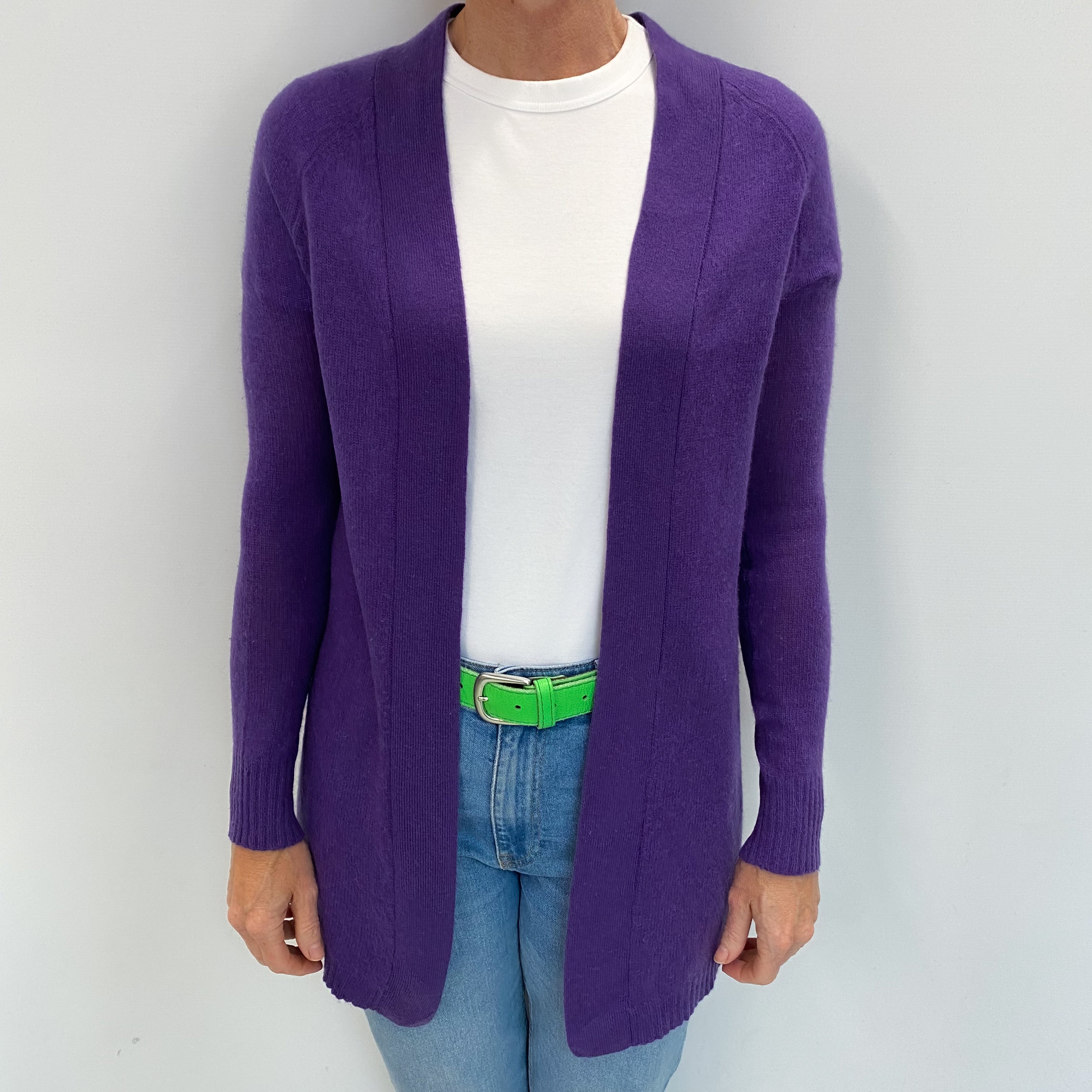 Pansy Purple Cashmere Edge To Edge Cardigan Small
