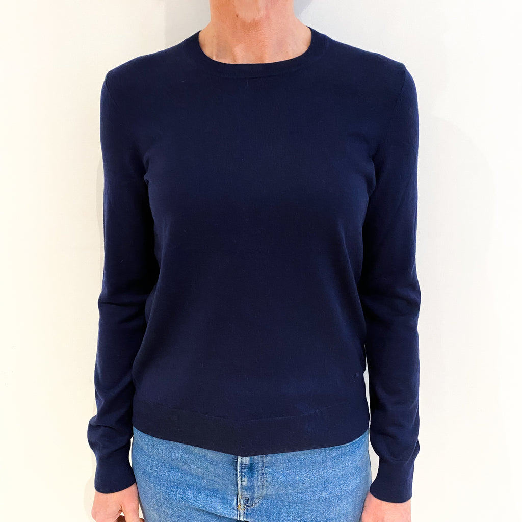 Tory Burch Navy Blue Cashmere Crew Neck Jumper Small