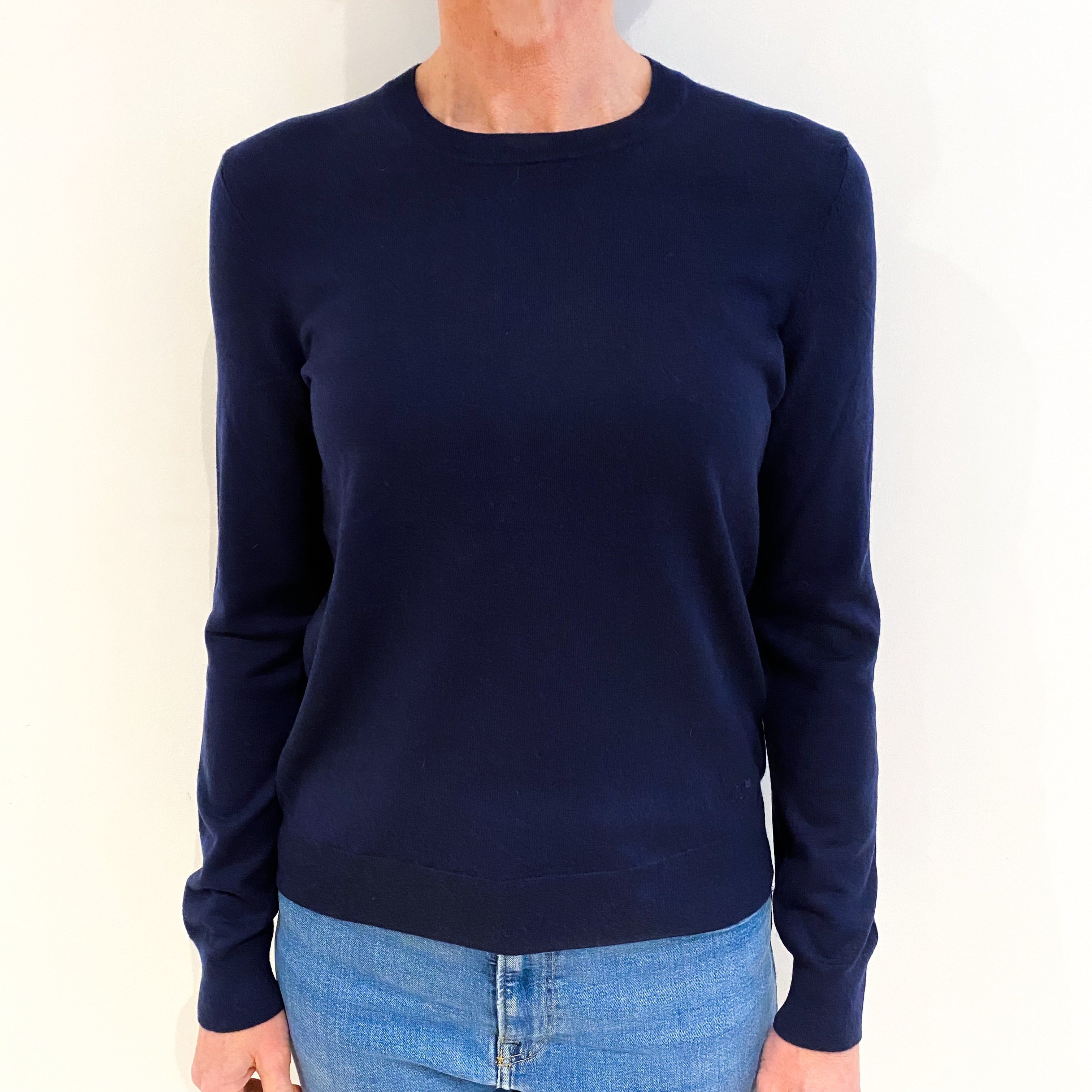 Tory Burch Navy Blue Cashmere Crew Neck Jumper Small