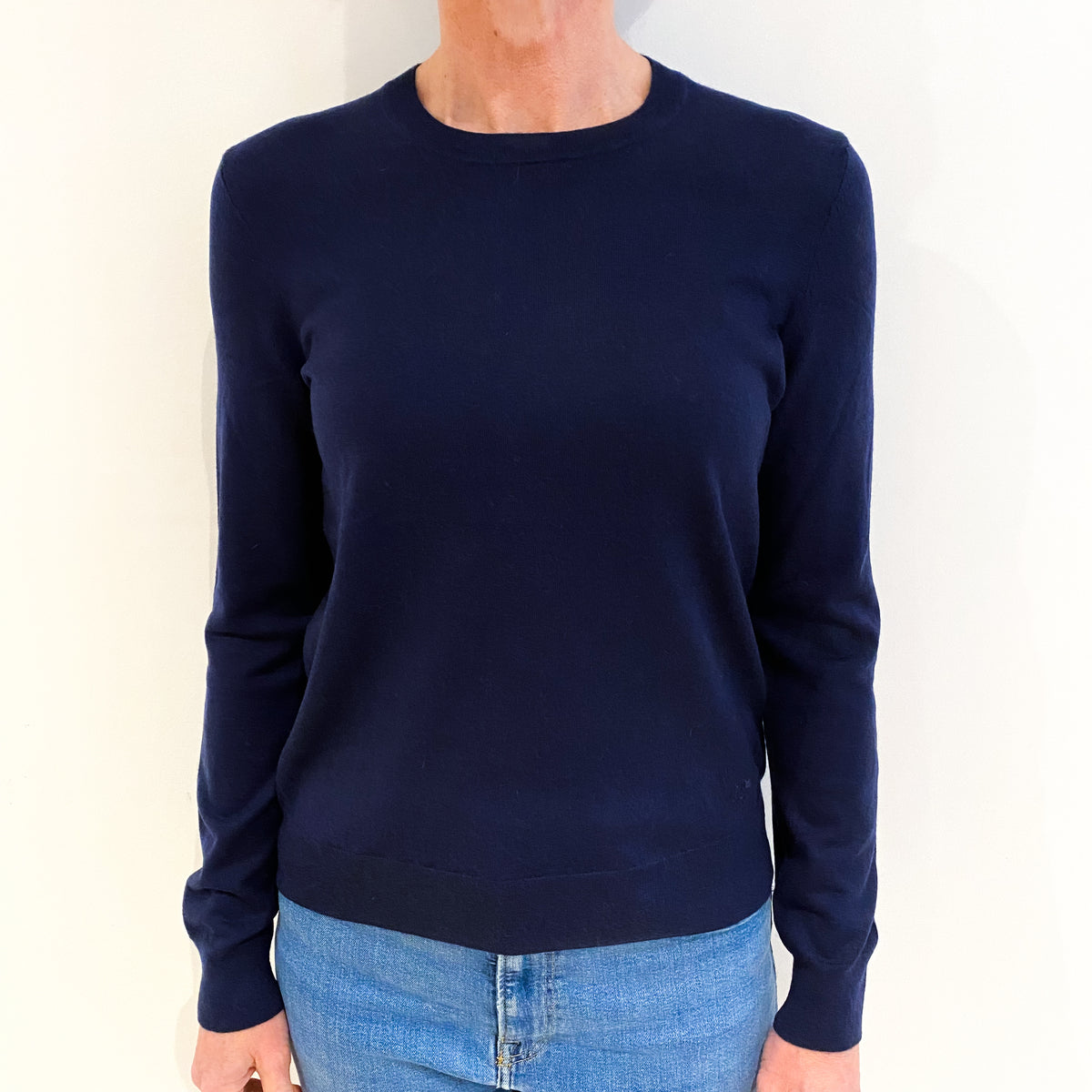 Tory Burch Navy Blue Cashmere Crew Neck Jumper Small