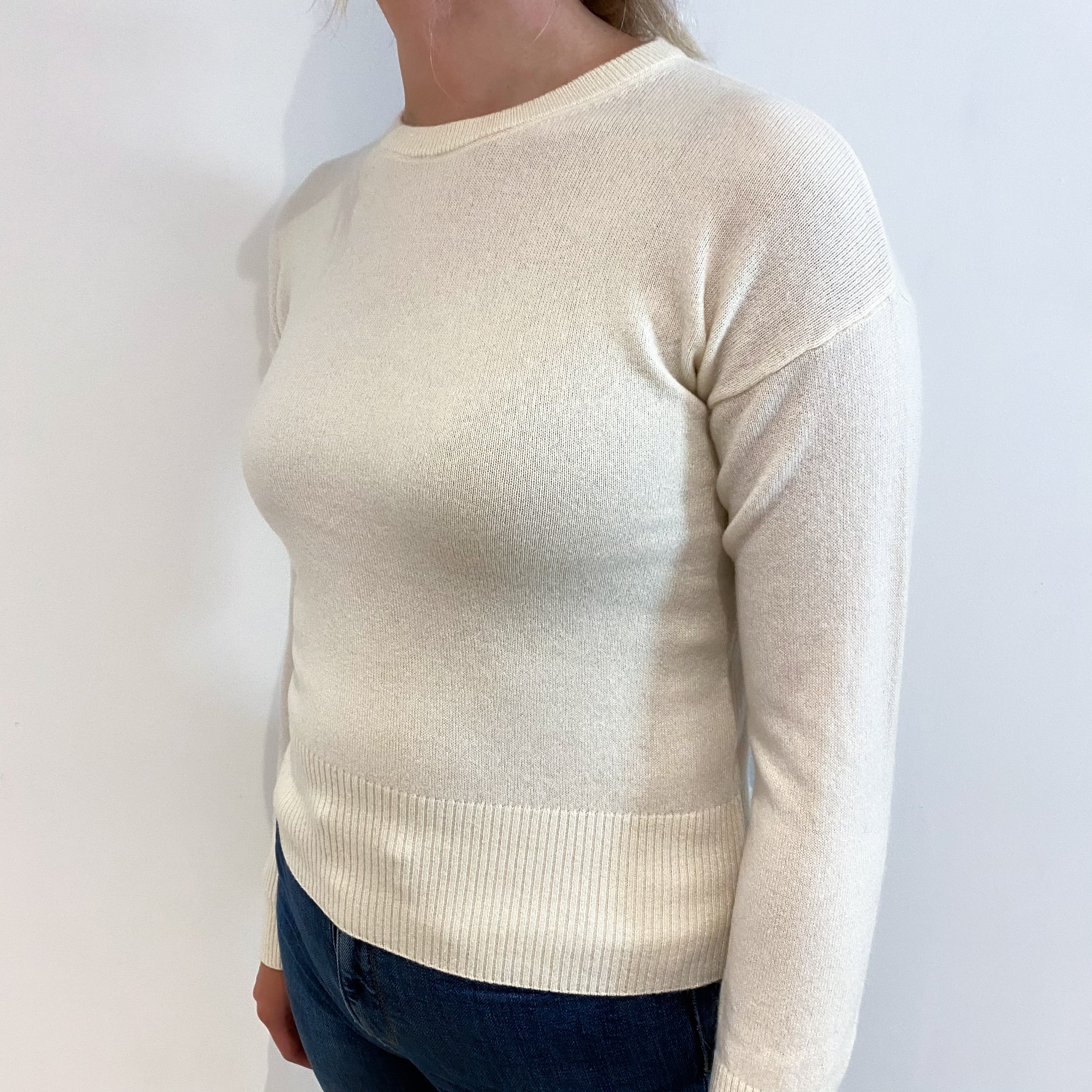 Vanilla Cream Cashmere Crew Neck Jumper Small