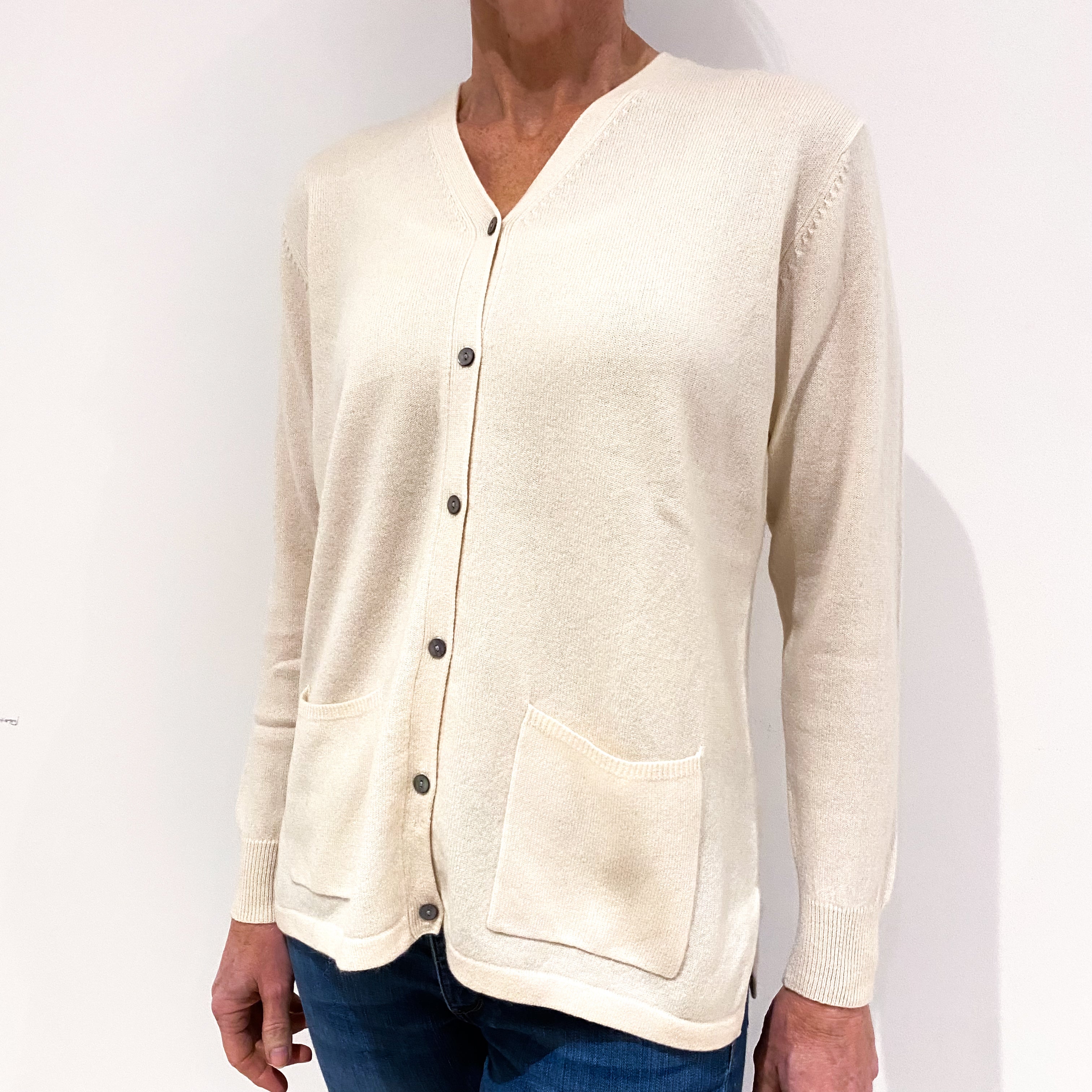 Vanilla Cream Cashmere Cardigan Small