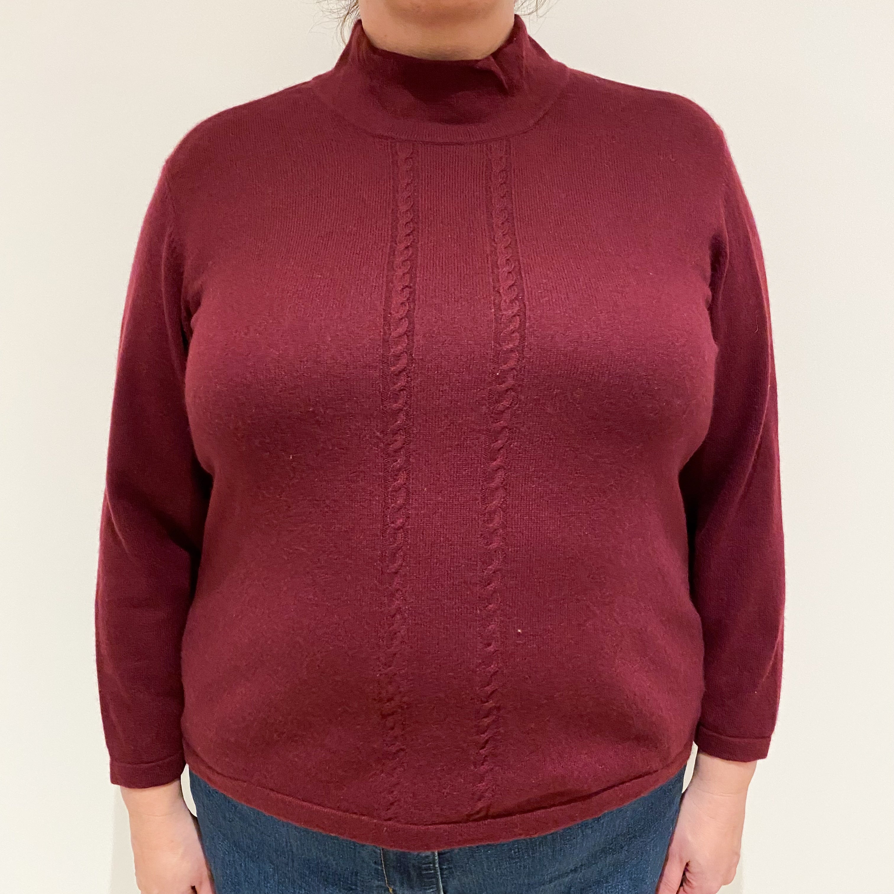 Mulberry Red Cashmere Turtle Neck Jumper Extra Large