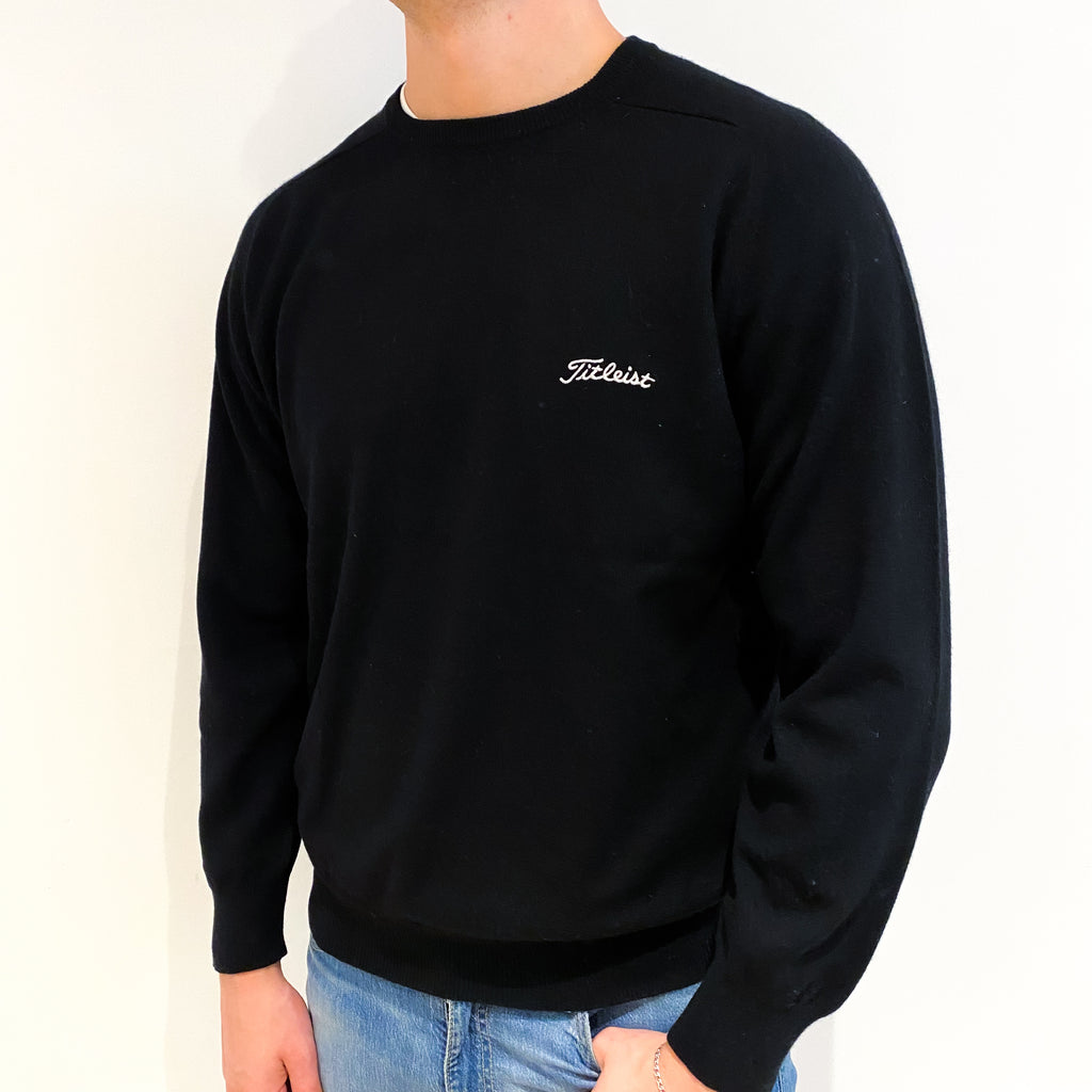 Men's Black Cashmere Crew Neck Jumper XL