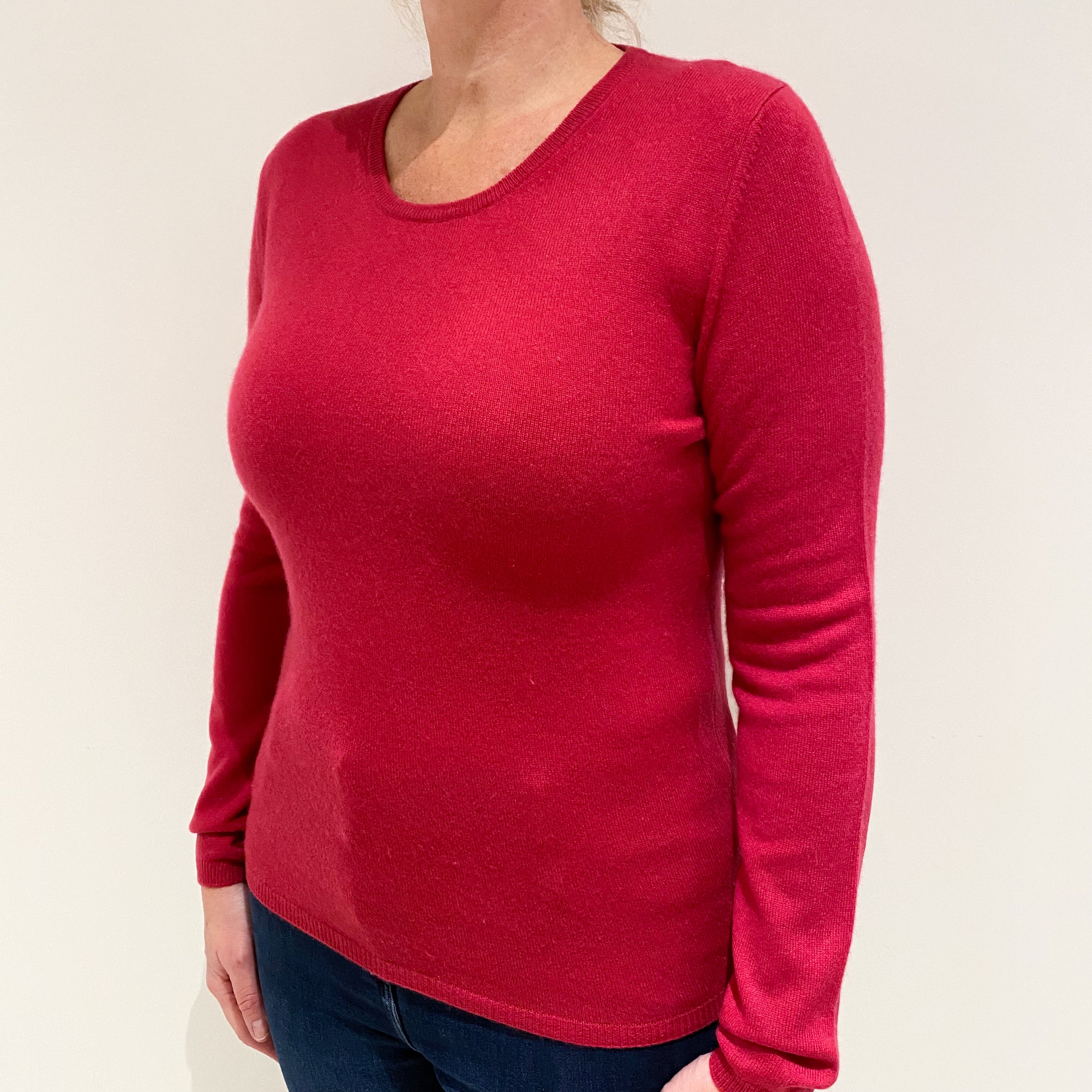 Cherry Pink Cashmere Crew Neck Jumper Large