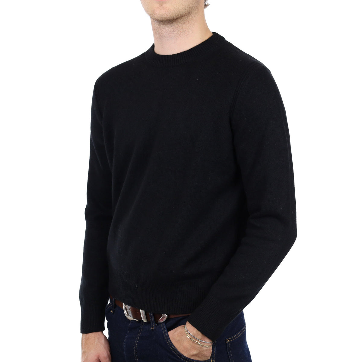 Men's COS Black Cashmere Crew Neck Jumper Medium