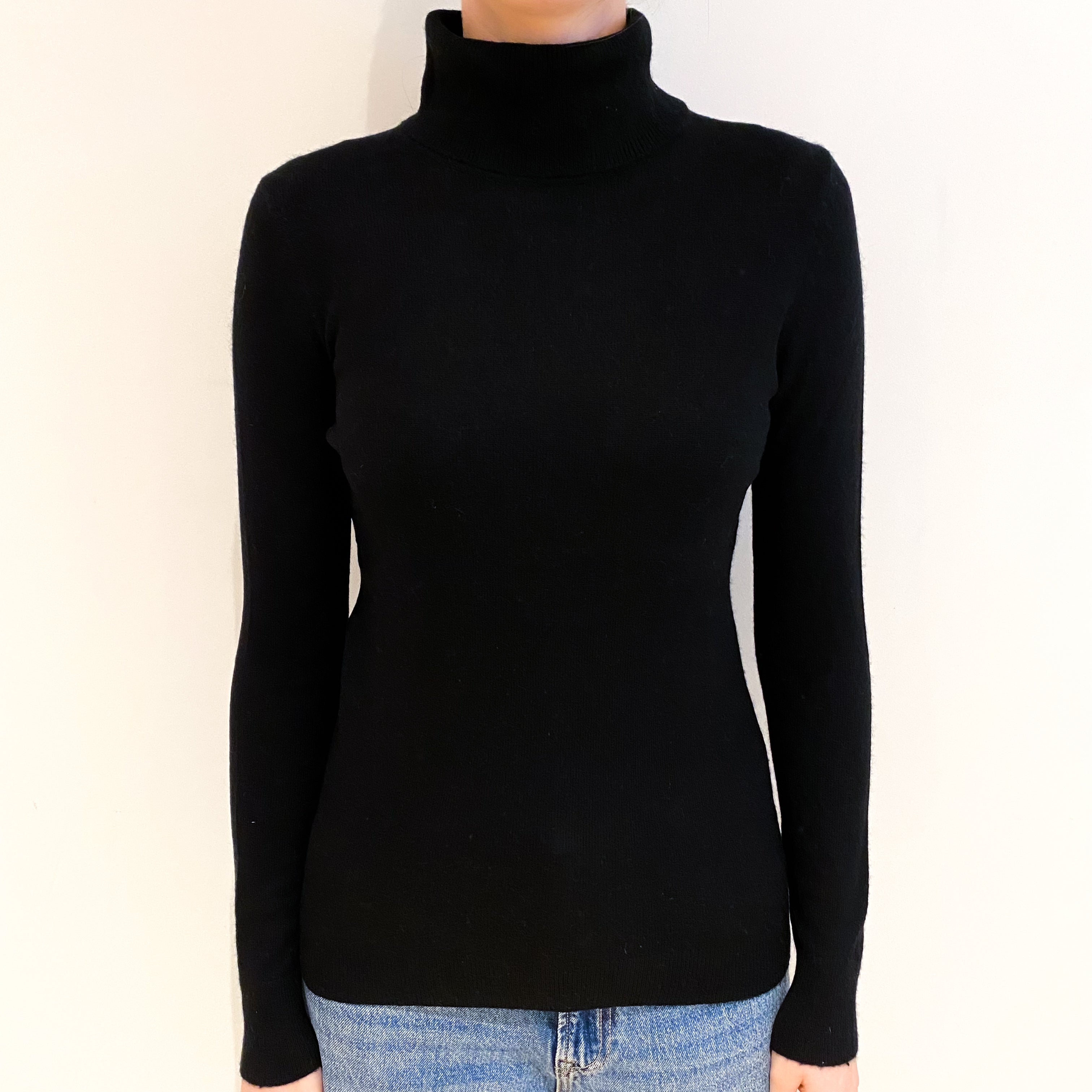 Black Cashmere Polo Neck Jumper Extra Small