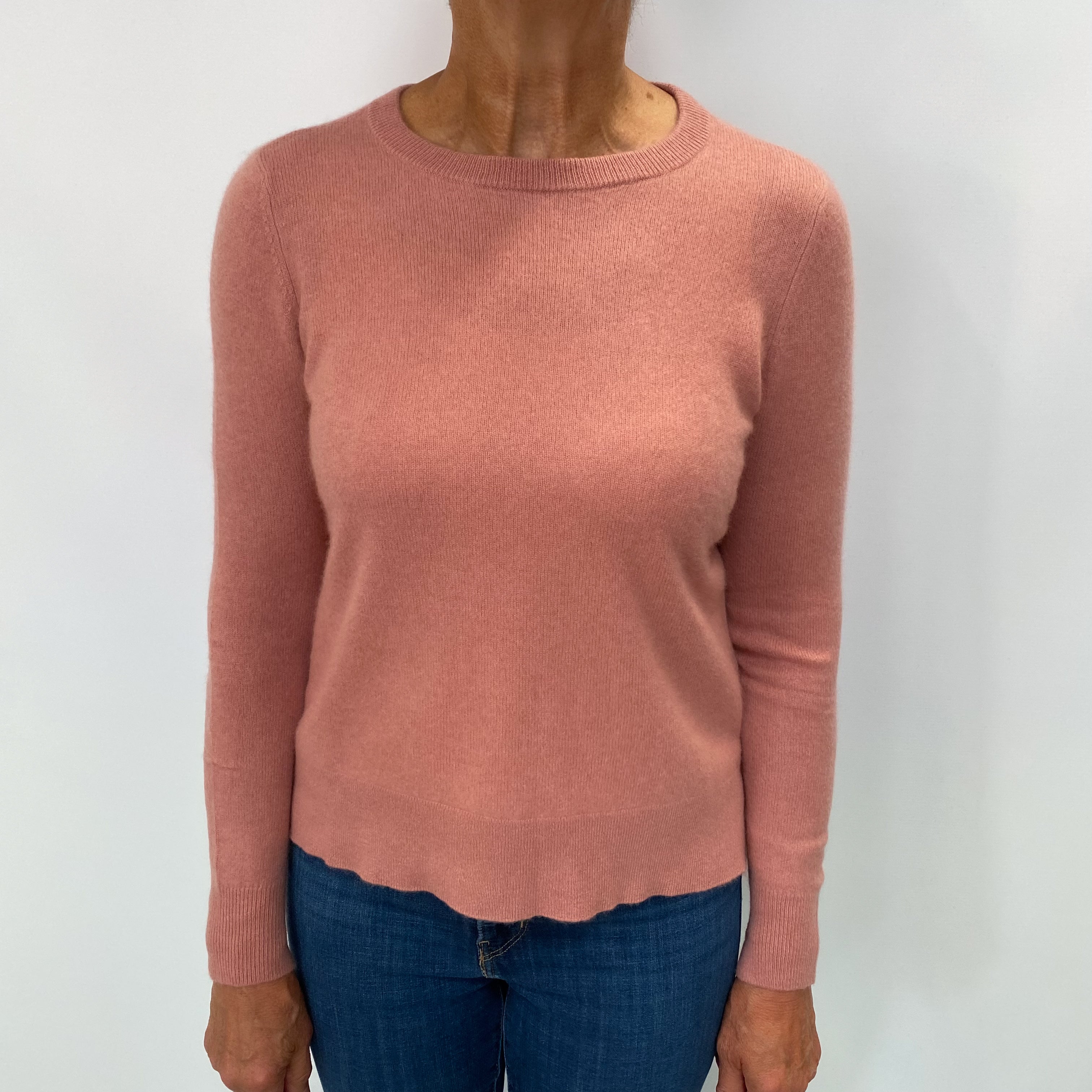 Dusky Pink Cashmere Crew Neck Jumper Medium