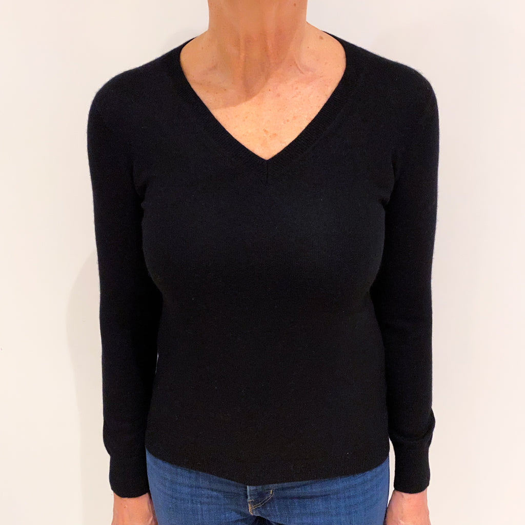 Black Cashmere V Neck Jumper Medium