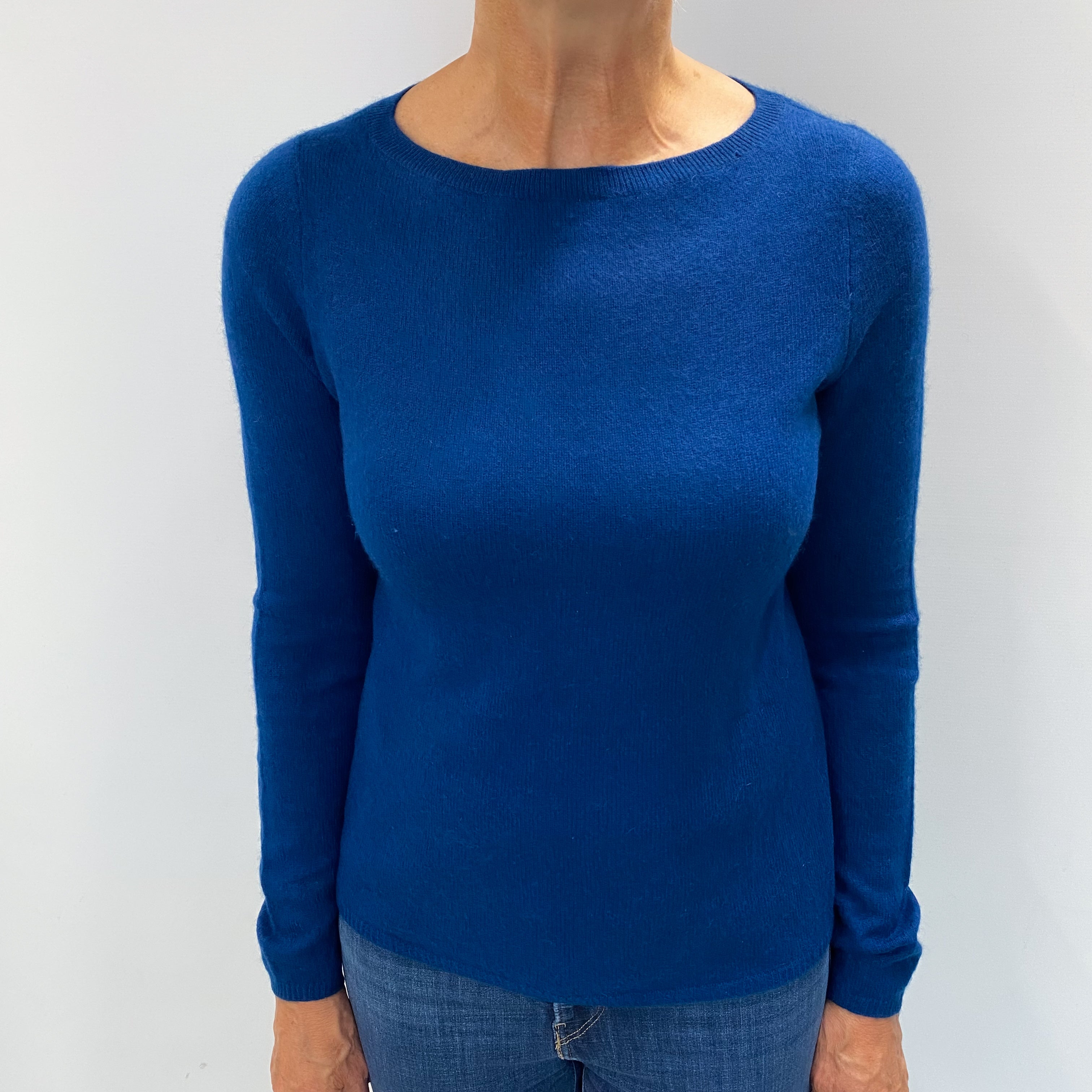 Deep Ocean Blue Cashmere Crew Neck Jumper Medium