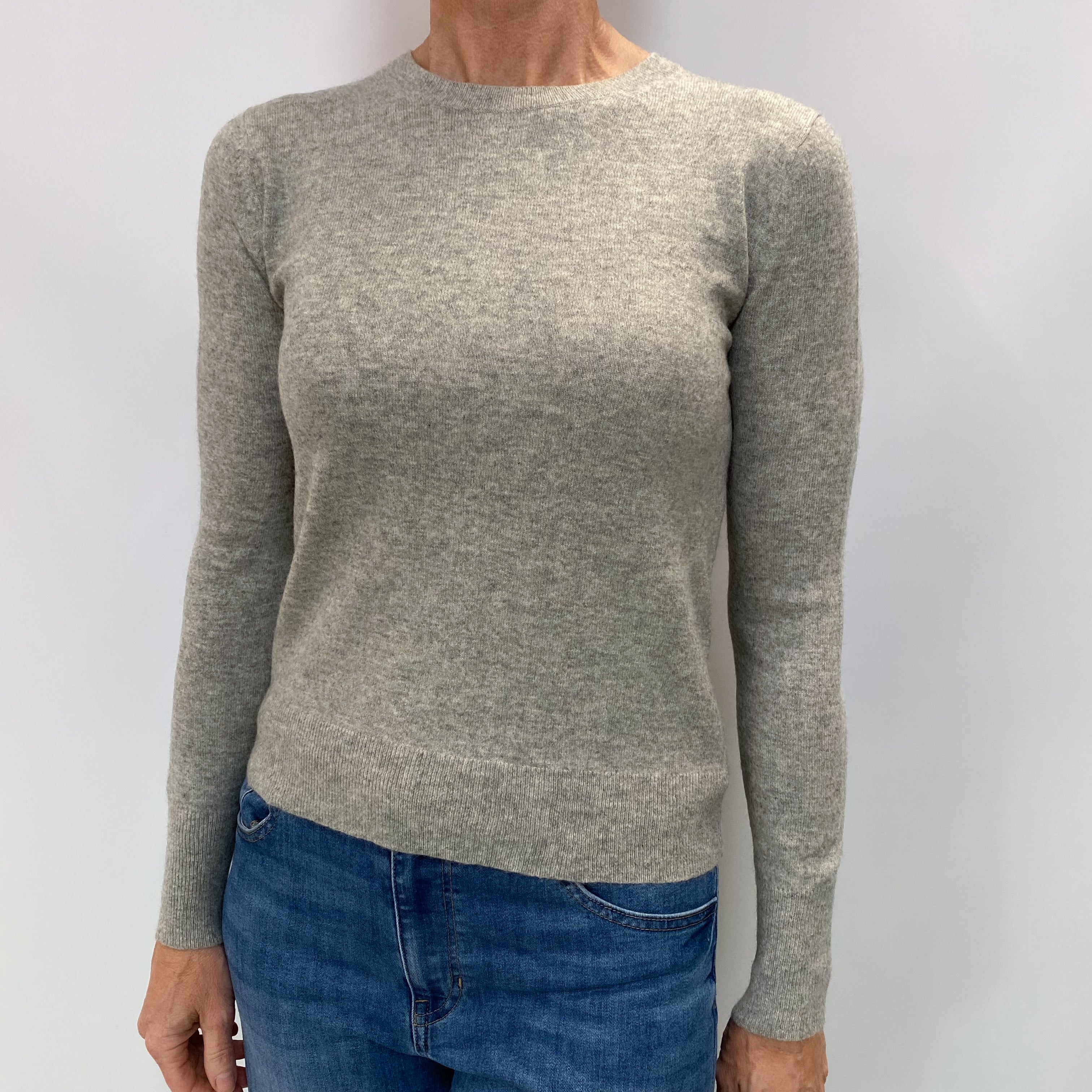 Smoke Grey Cashmere Crew Neck Jumper Small