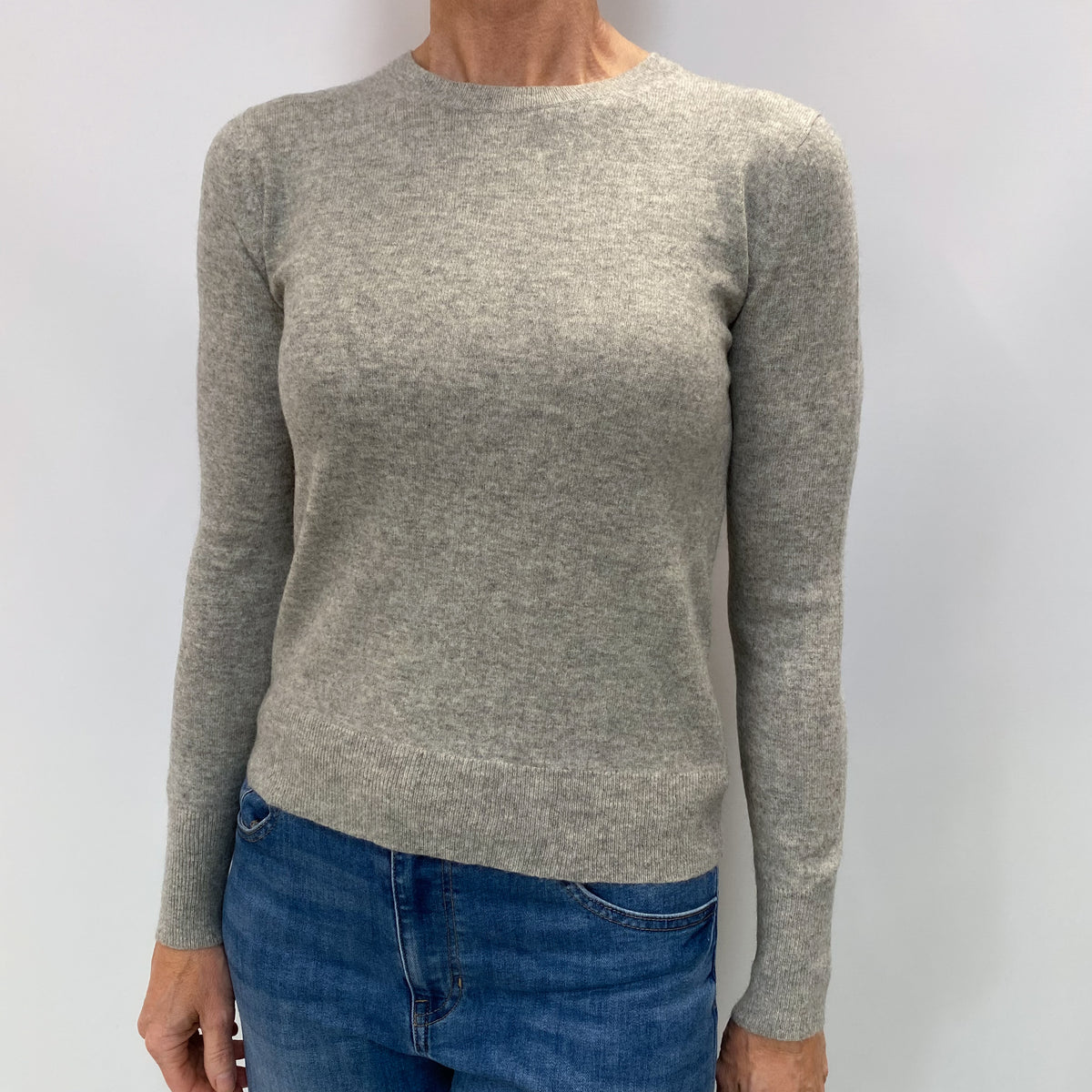 Smoke Grey Cashmere Crew Neck Jumper Small