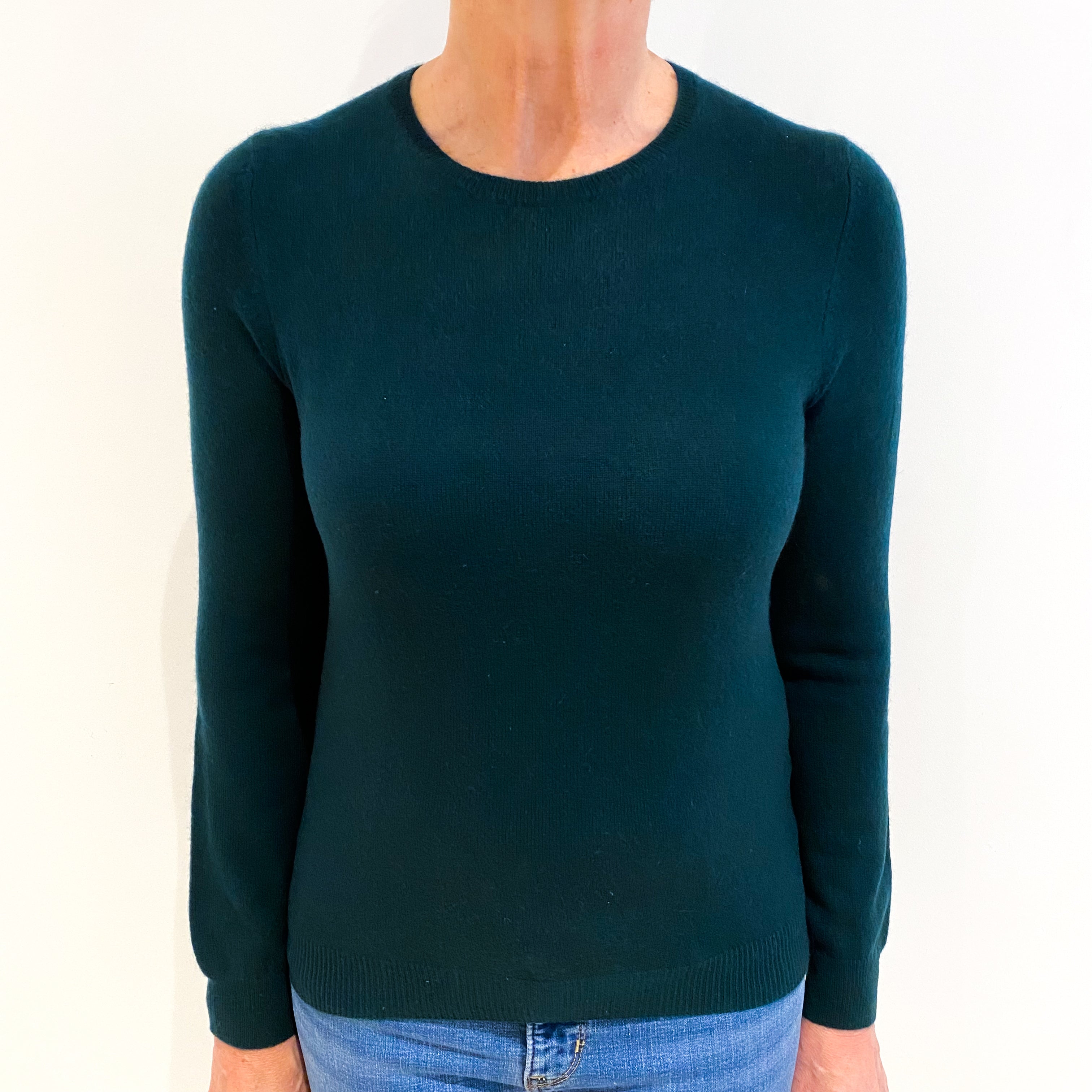 Dark Forest Green Cashmere Crew Neck Jumper Medium