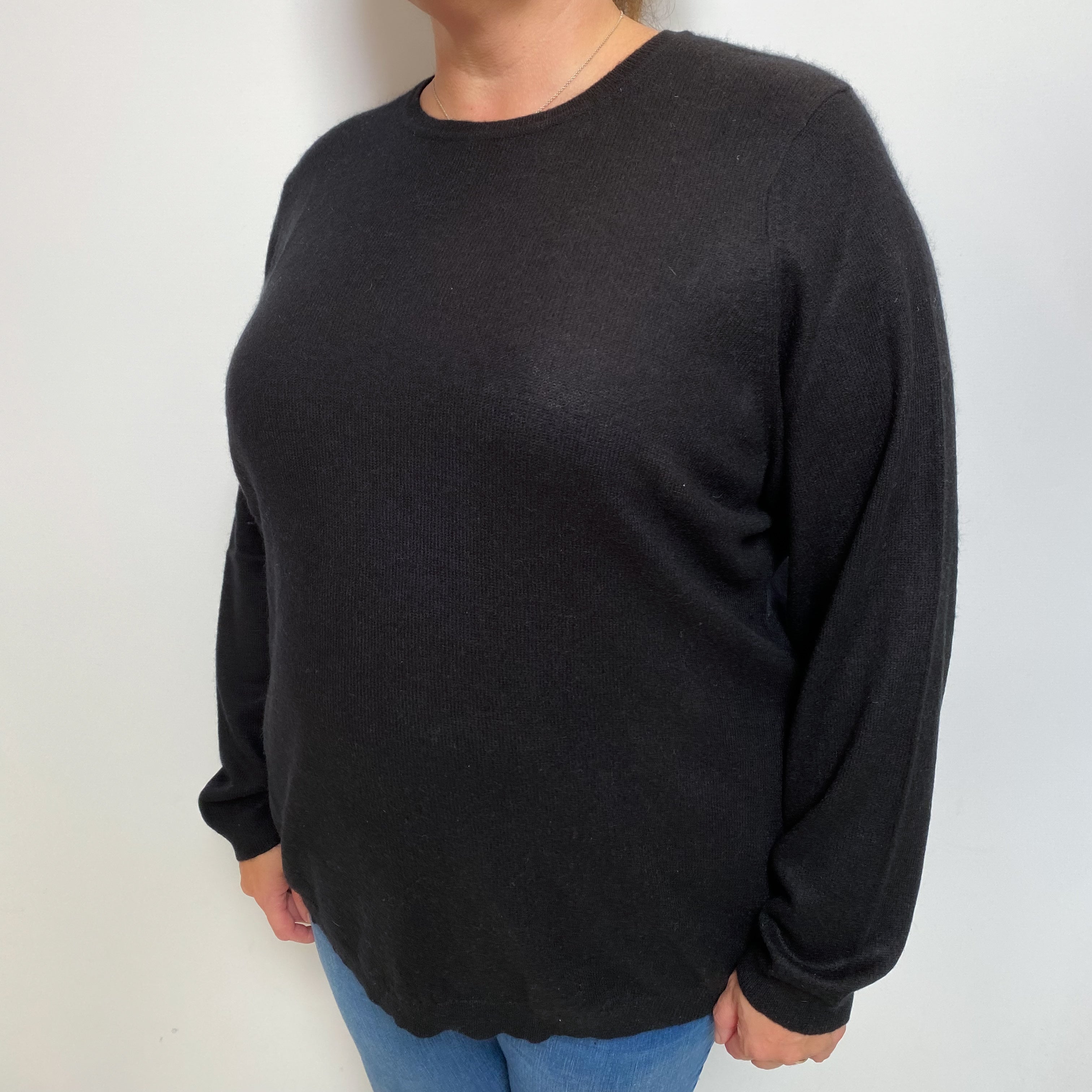 Black Cashmere Crew Neck Jumper Extra Large