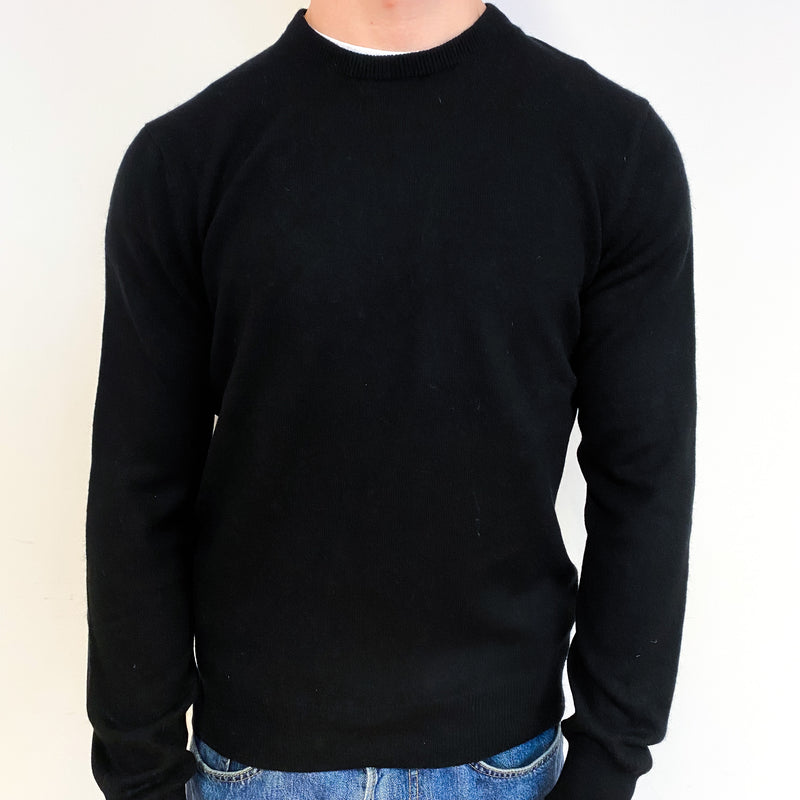 Men's Black Cashmere Crew Neck Jumper Small