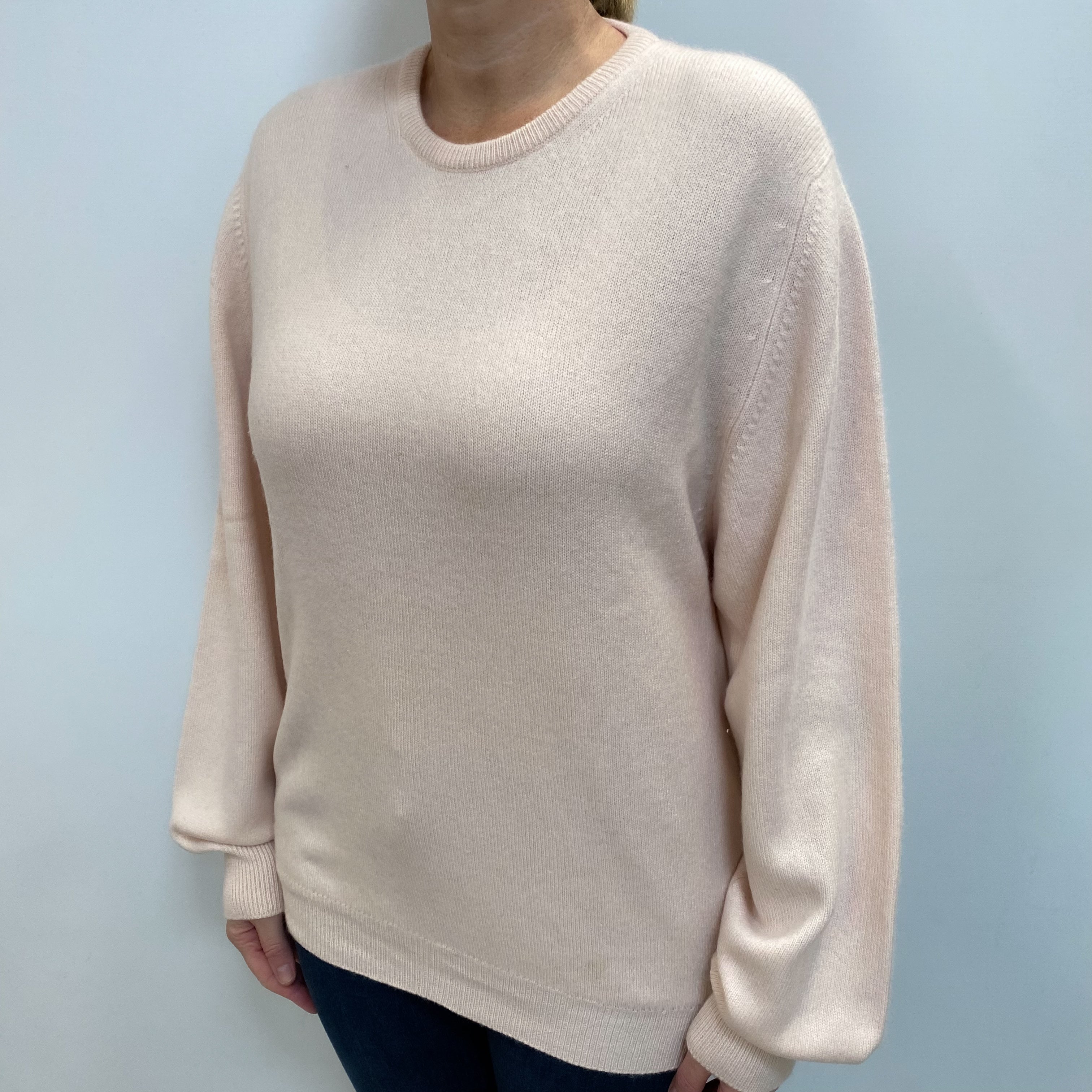 Brora Ice Pink Cashmere Crew Neck Jumper Large
