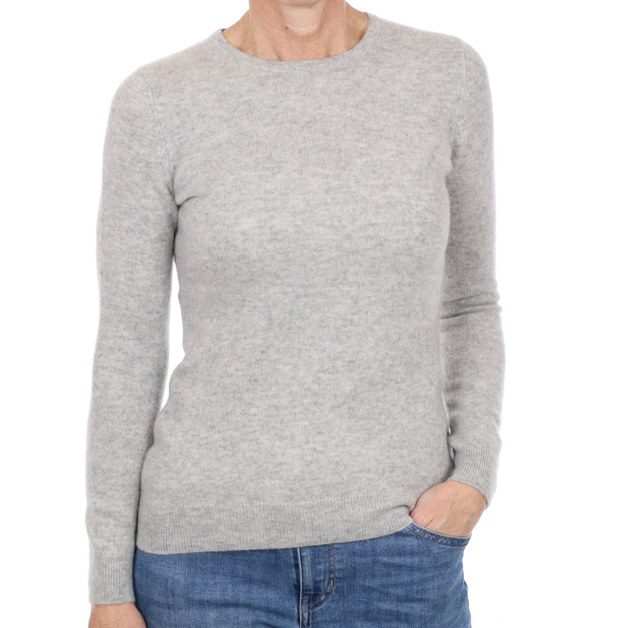 Smoke Grey Cashmere Crew Neck Jumper Small