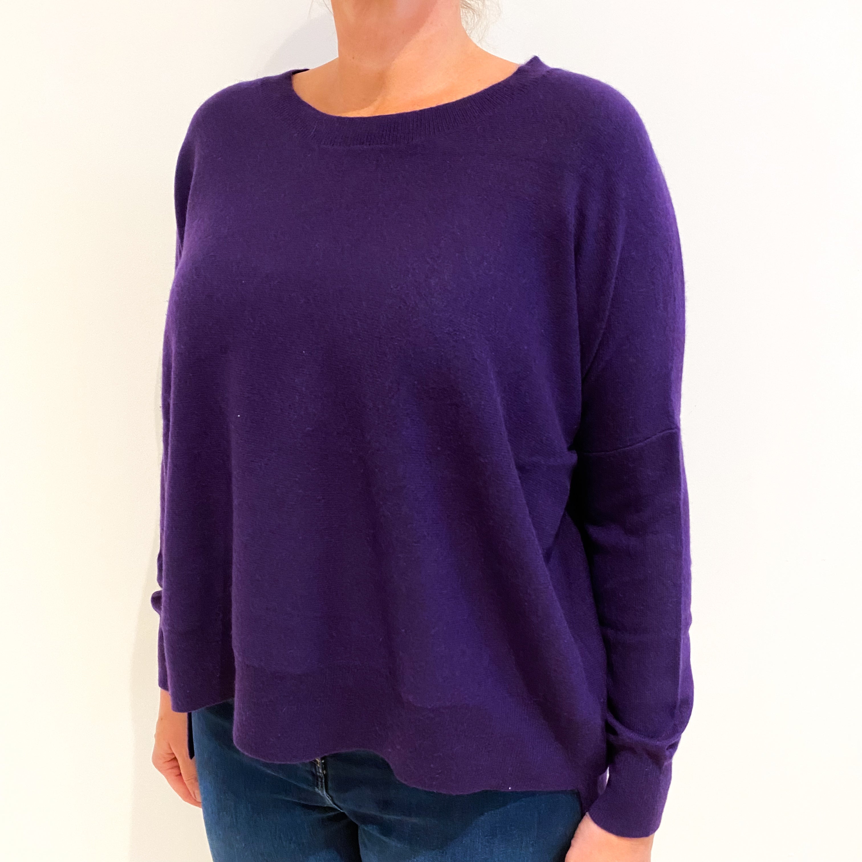Iris Purple Slouchy Cashmere Crew Neck Jumper Large