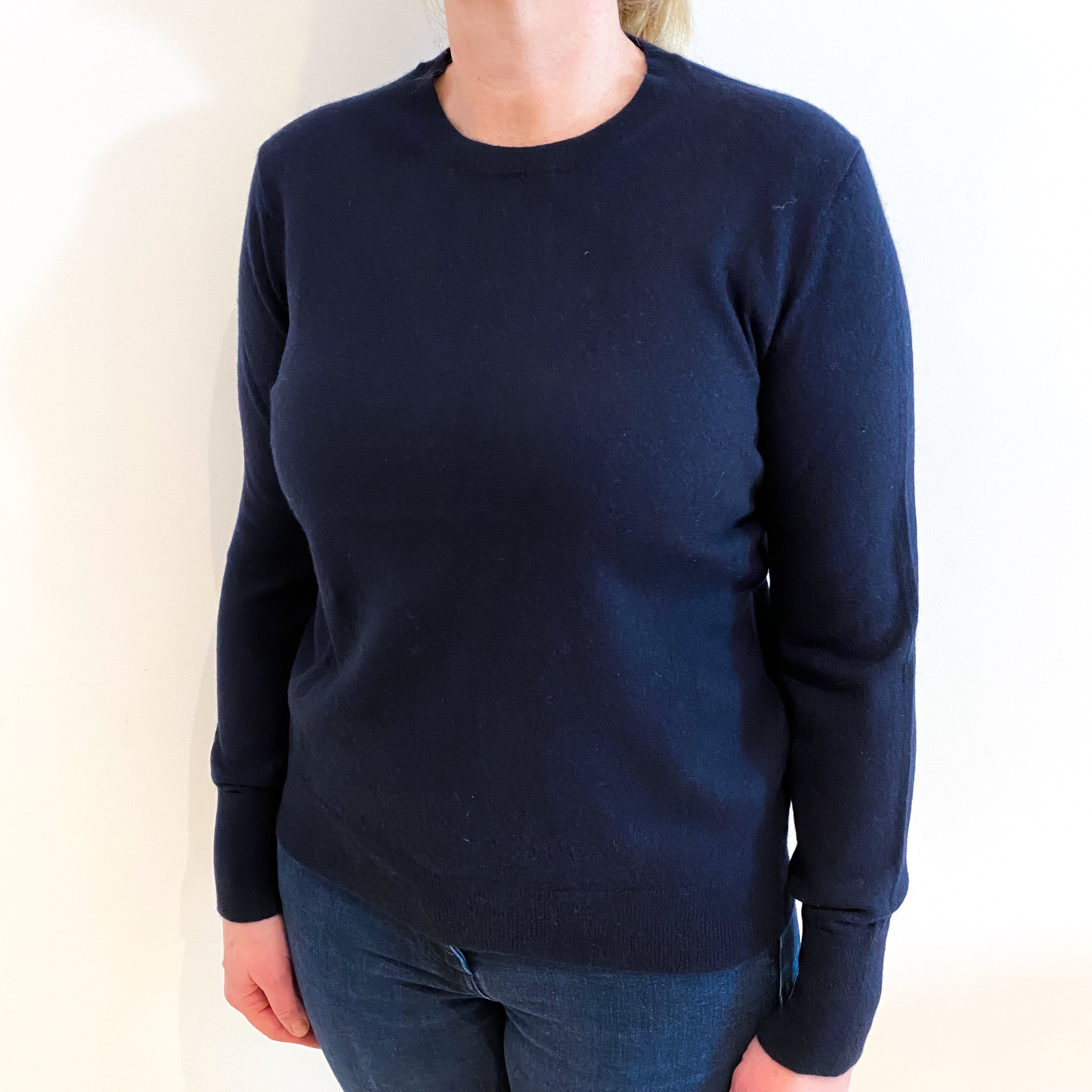 Navy Blue Cashmere Crew Neck Jumper Large