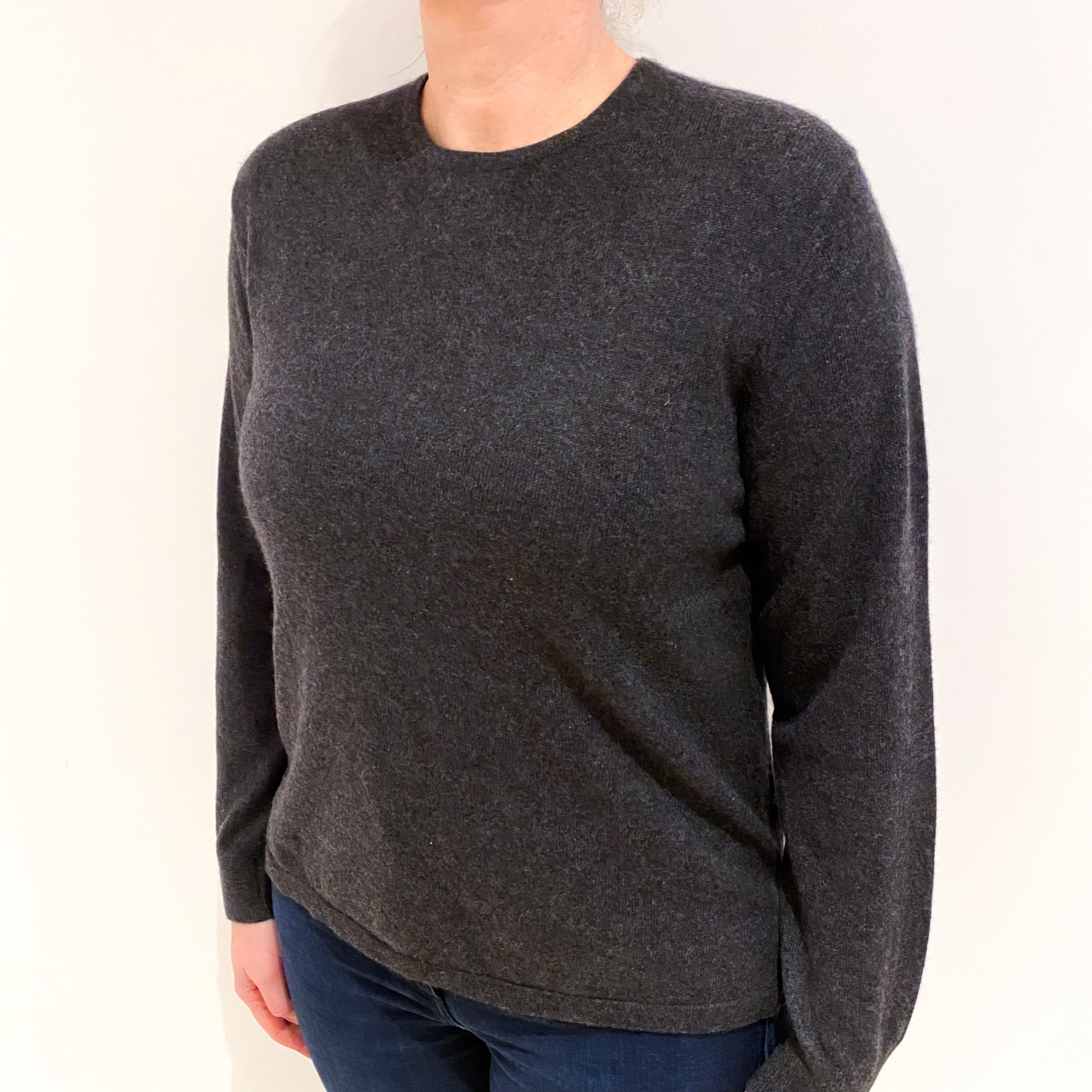 Charcoal Grey Cashmere Crew Neck Jumper Large