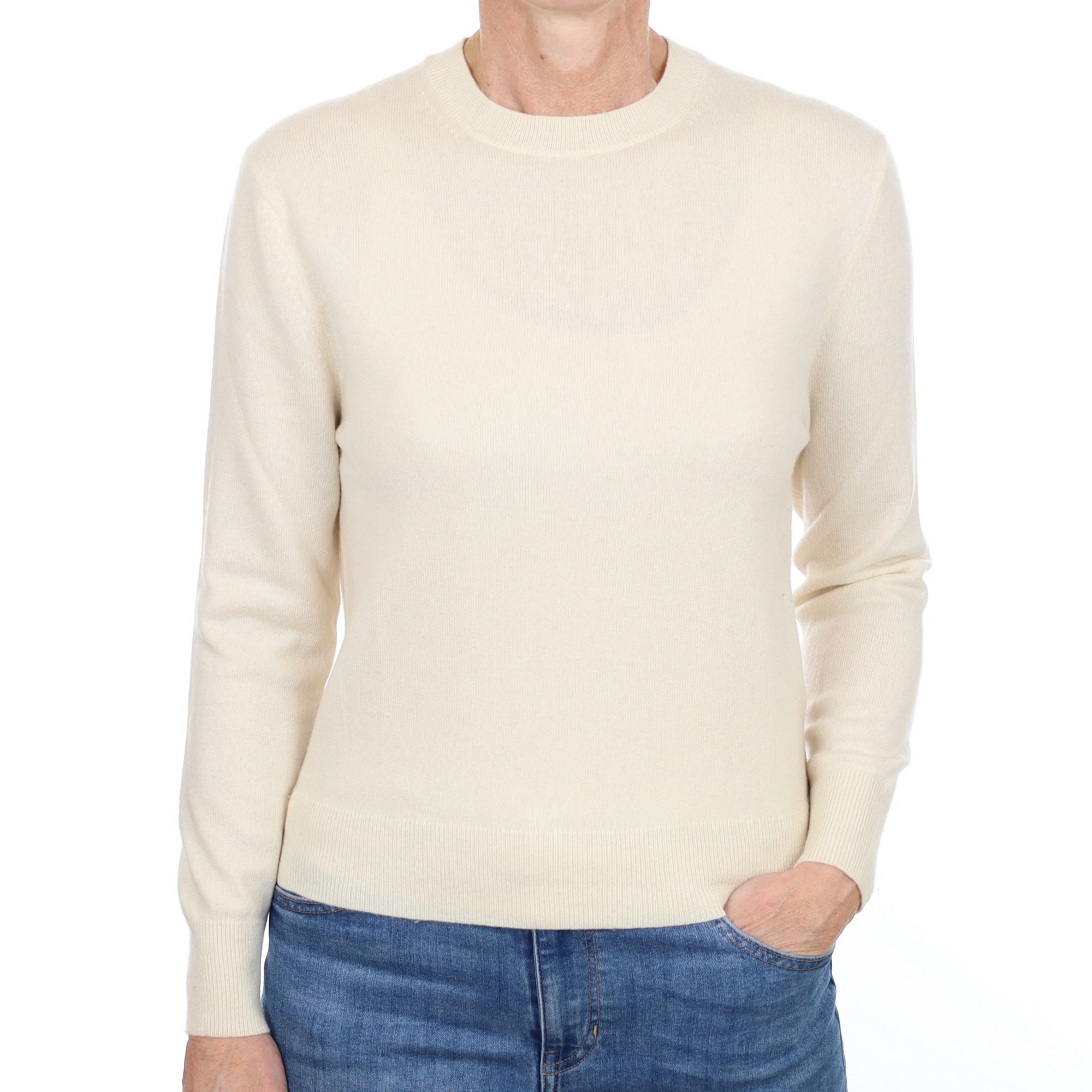 Vanilla Cream Cashmere Crew Neck Jumper Small