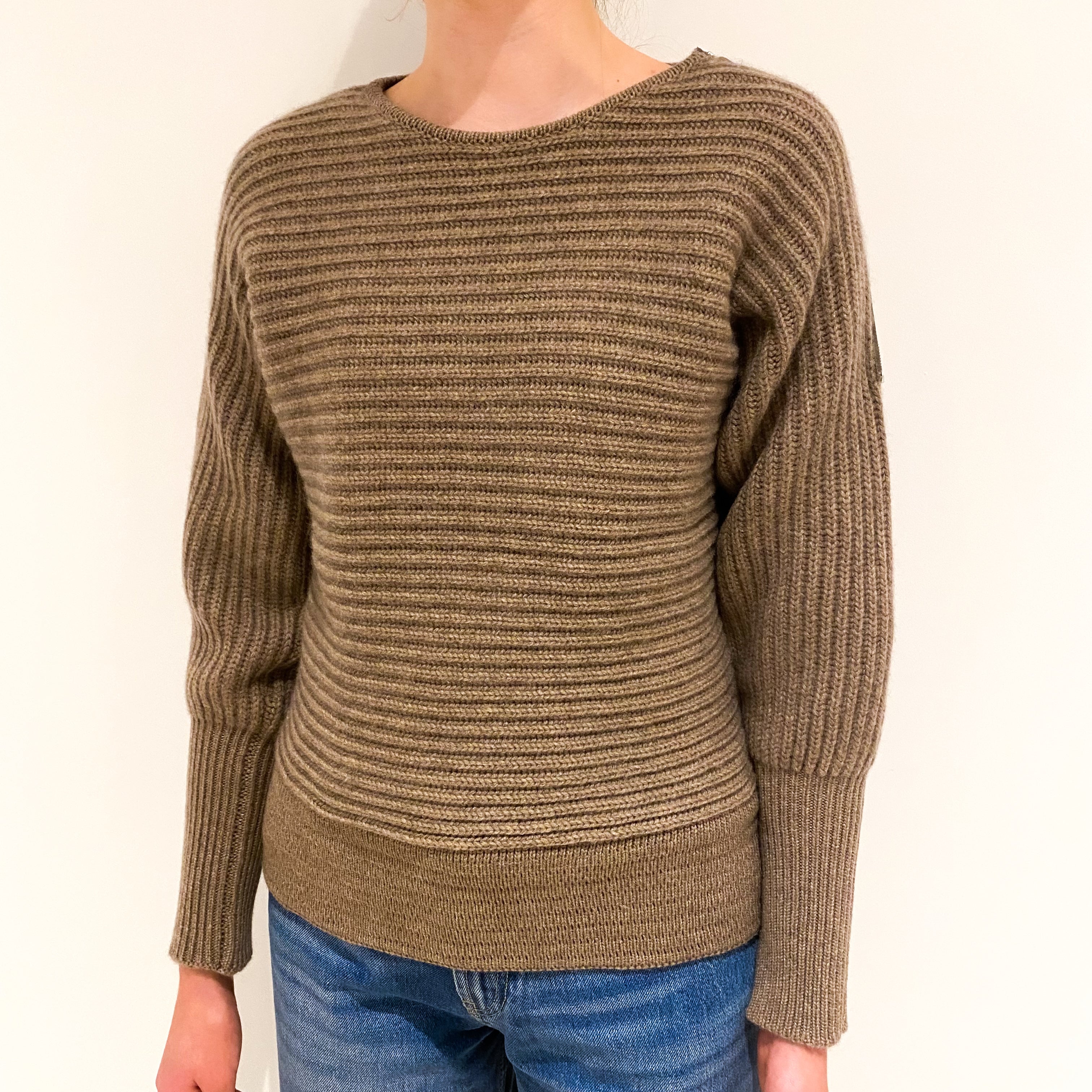 Brand New Toffee Brown Cashmere Crew Neck Jumper Extra Small