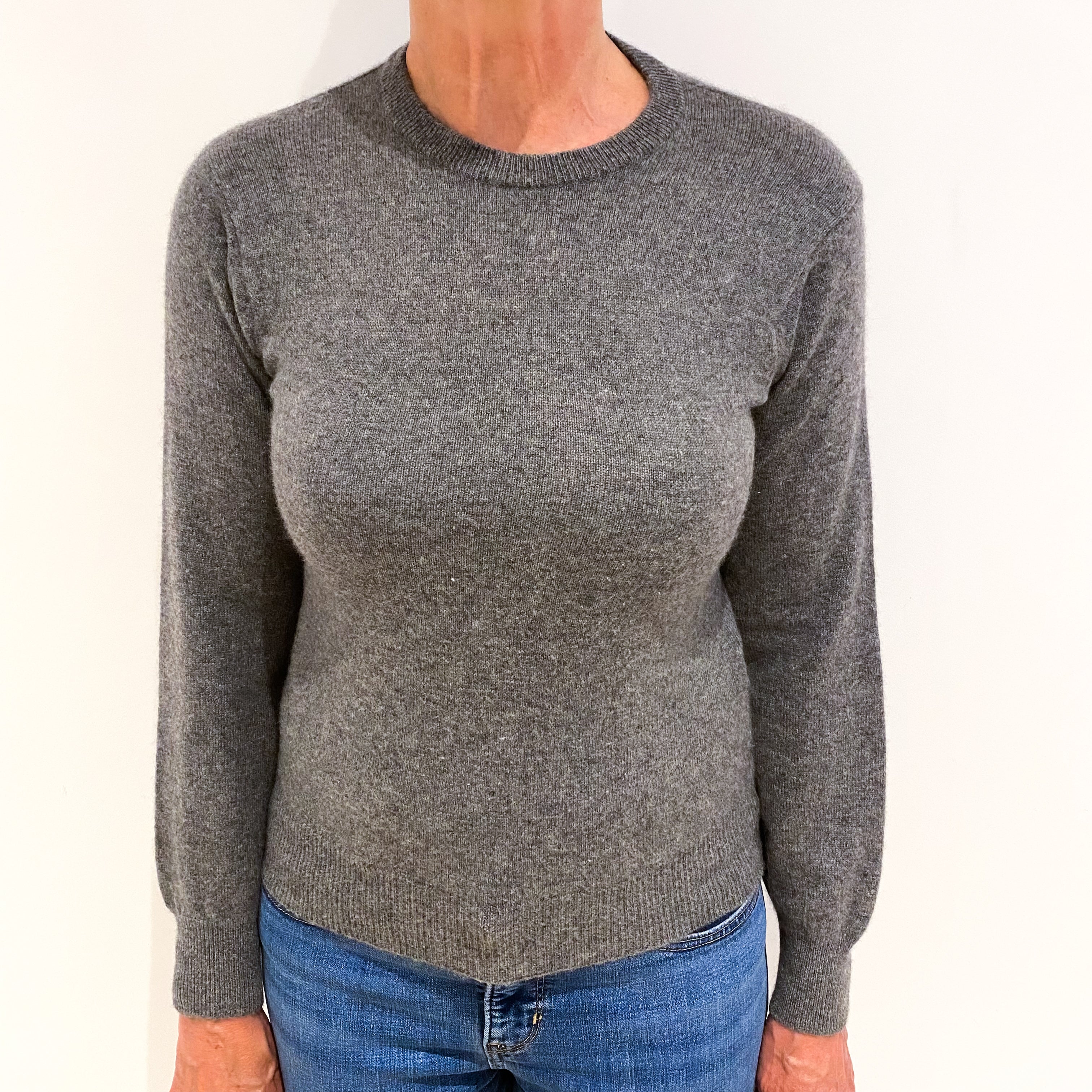 Ash Grey Cashmere Crew Neck Jumper Medium