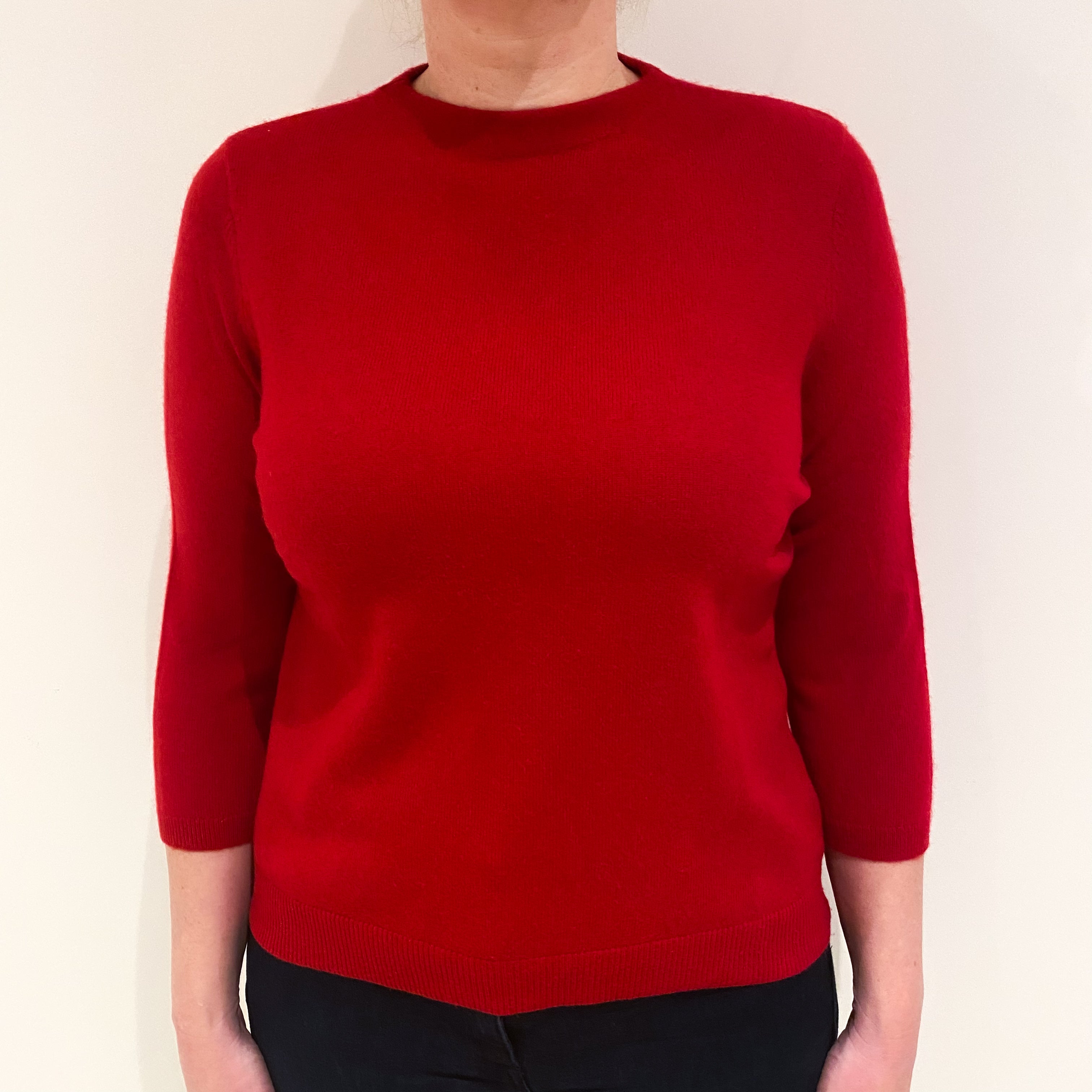 Post Box Red Cashmere Crew Neck Jumper Large