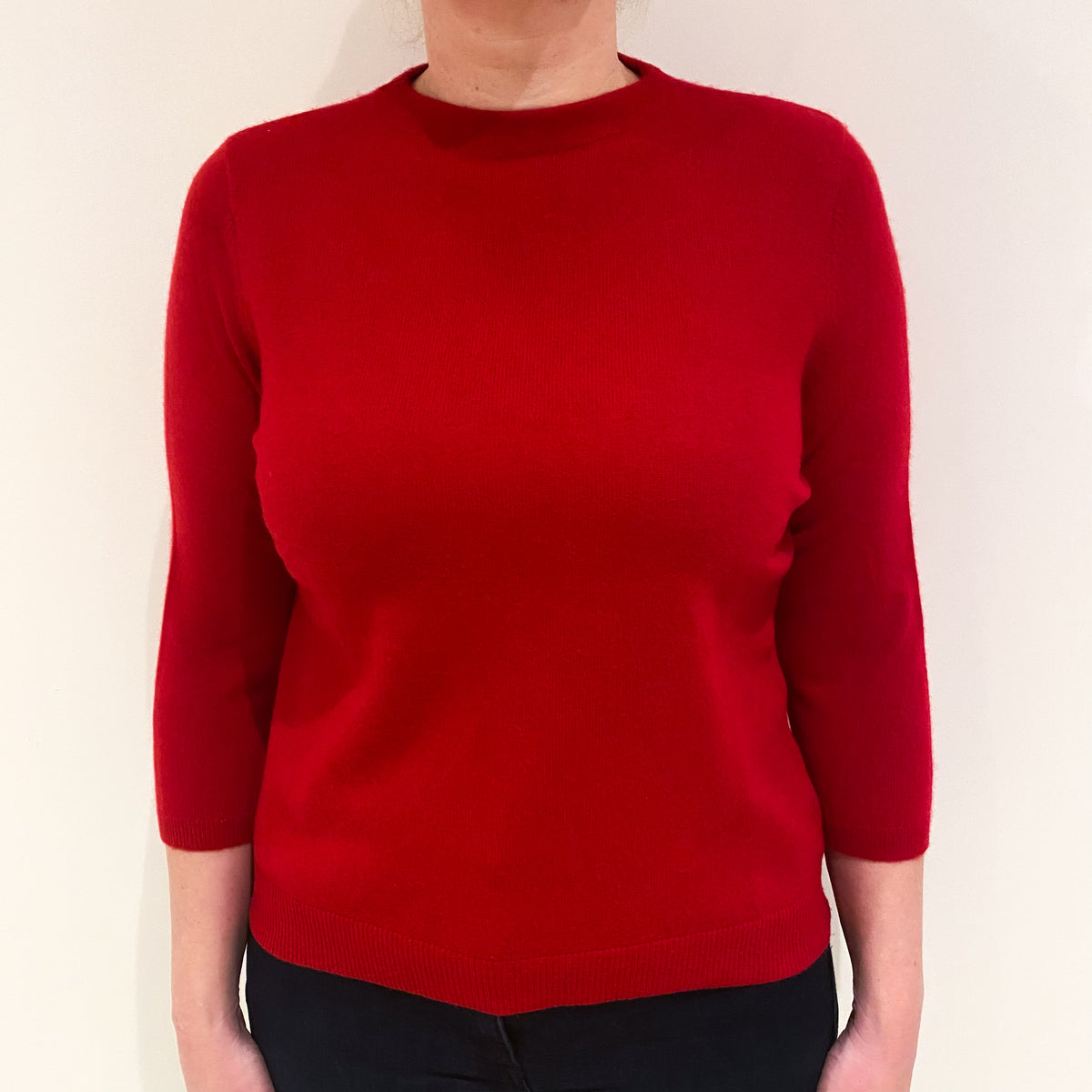 Post Box Red Cashmere Crew Neck Jumper Large