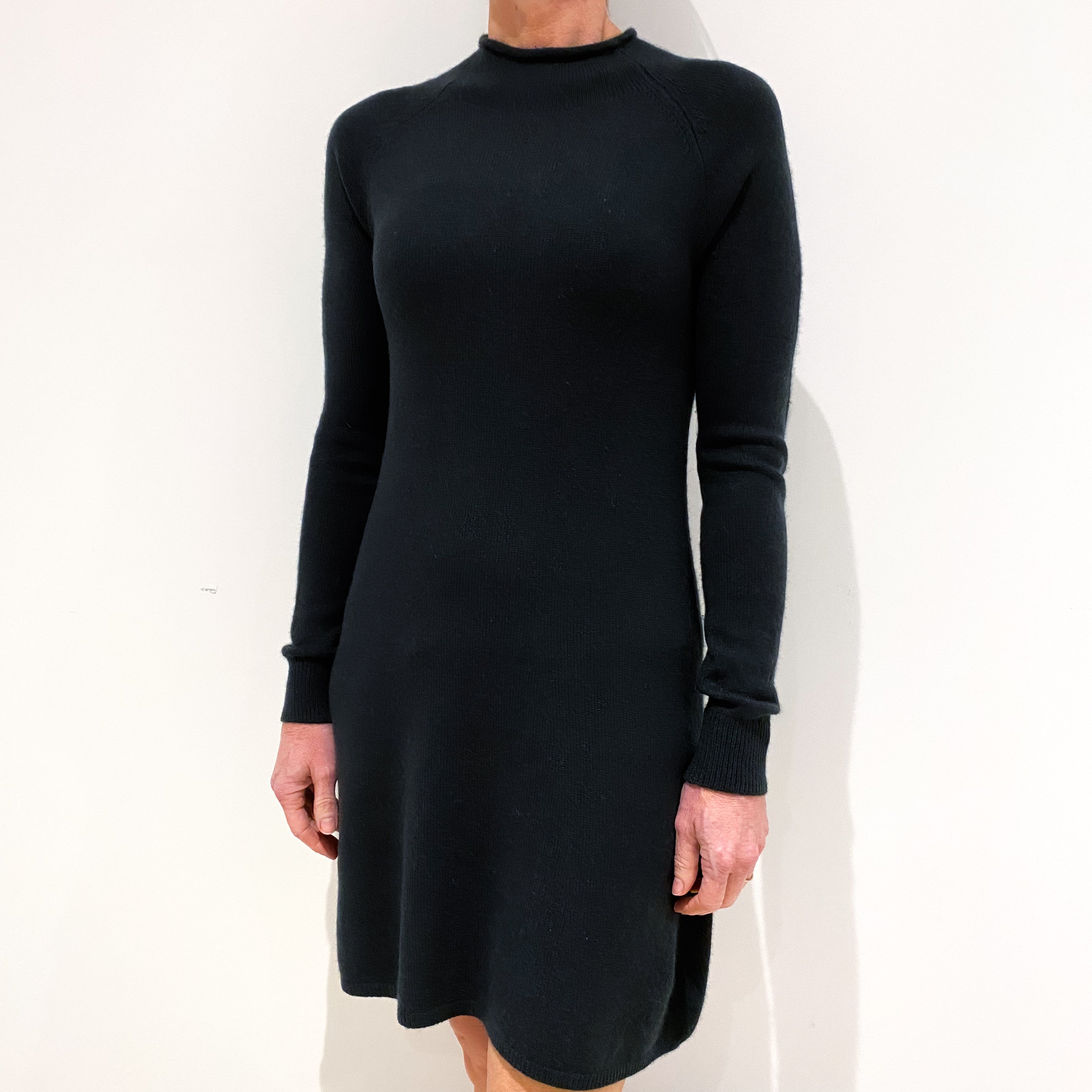 Theory Dark Forest Green Cashmere Crew Neck Dress Small