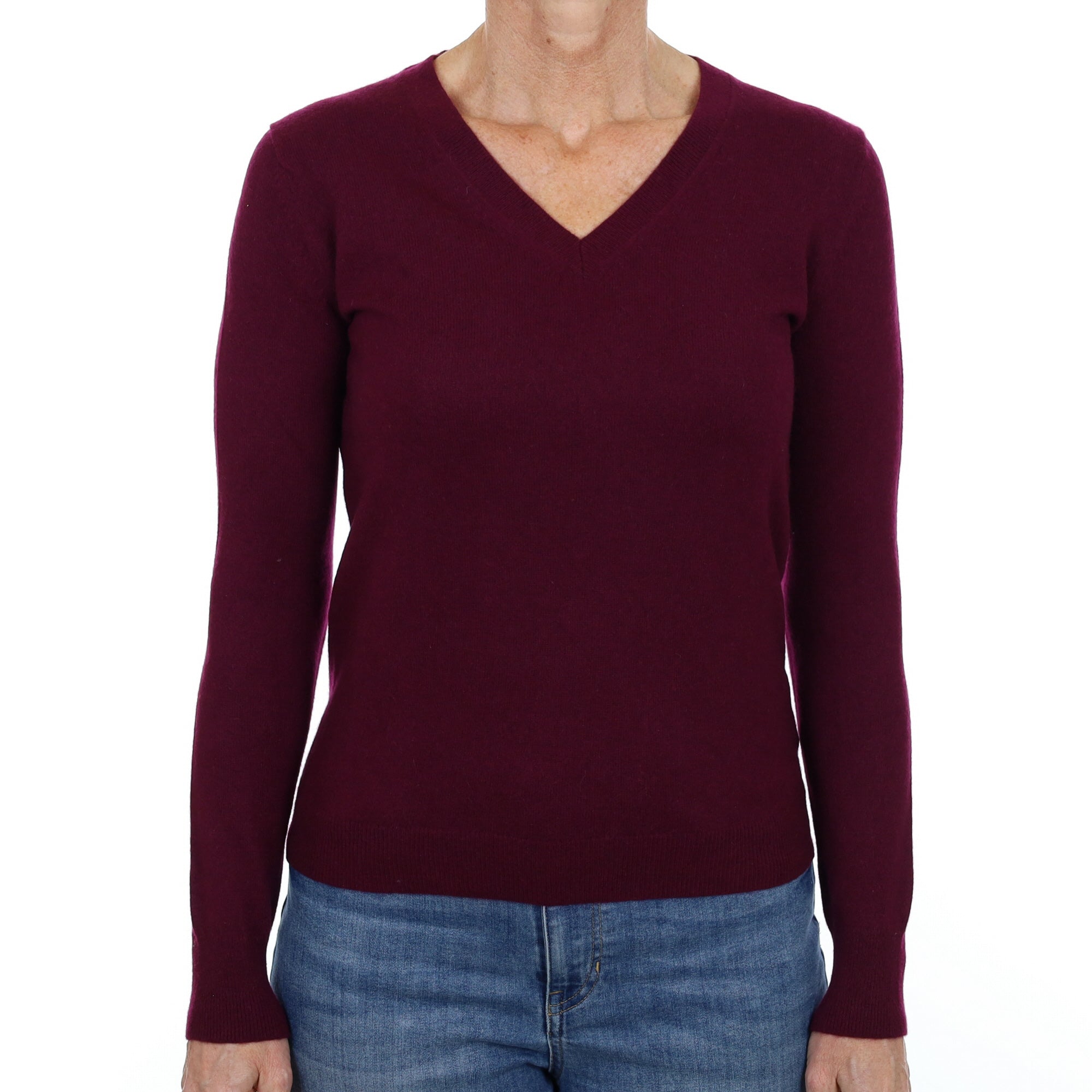 Mulberry Purple Cashmere V Neck Jumper Small