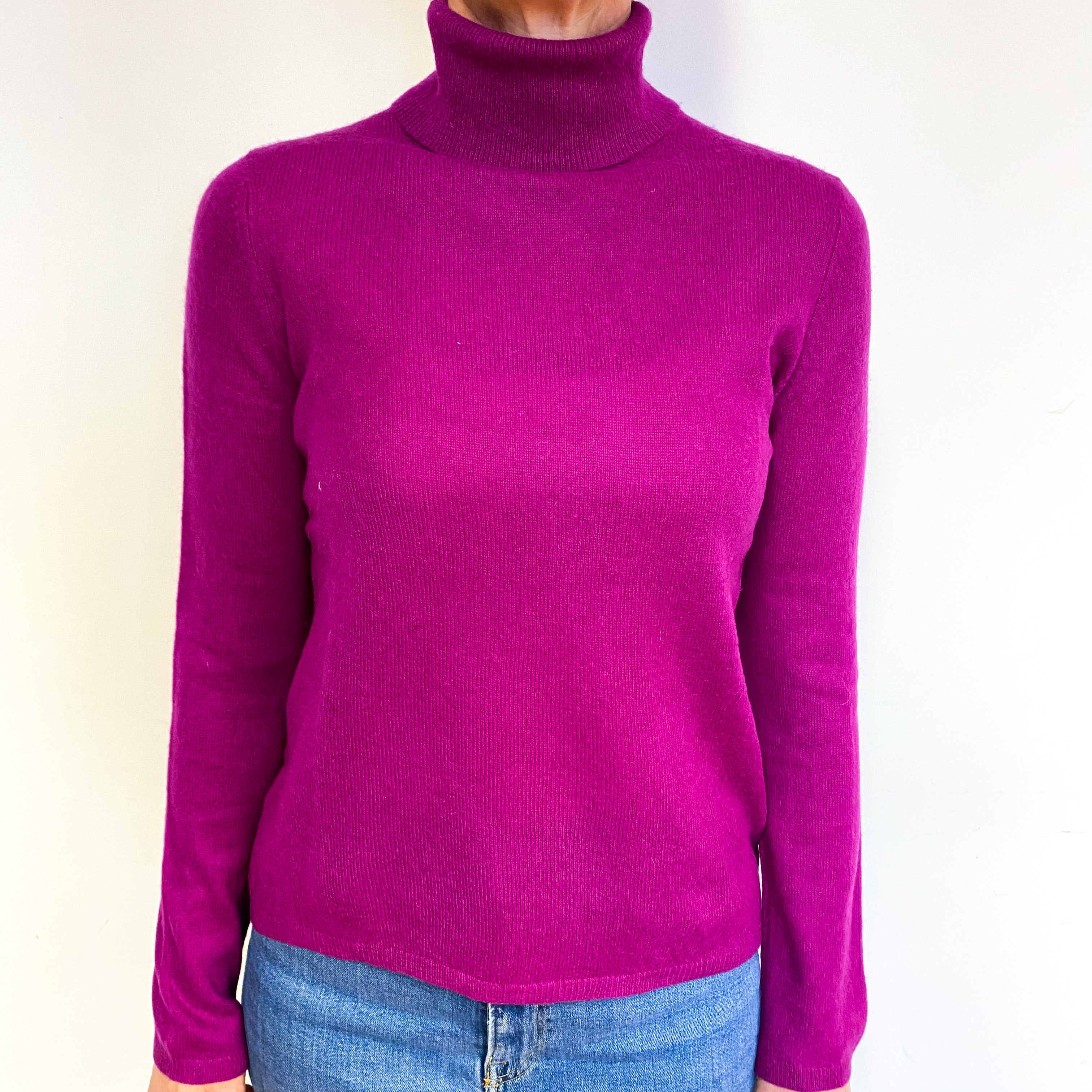 Magenta Cashmere Polo Neck Jumper Medium