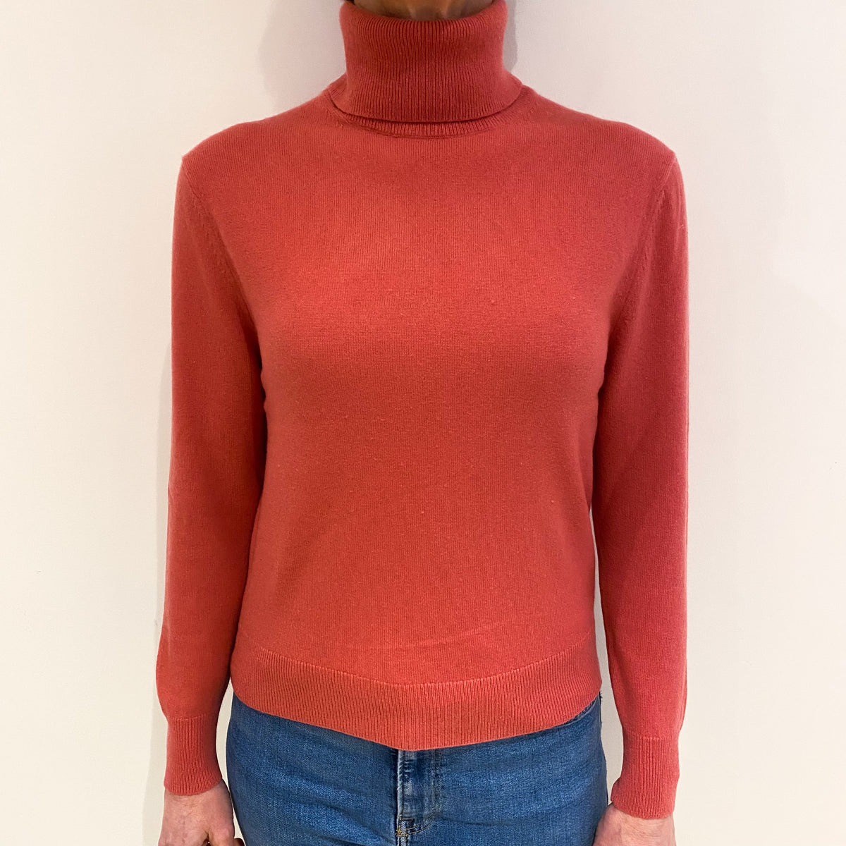 Rouge Pink Cashmere Polo Neck Jumper Small